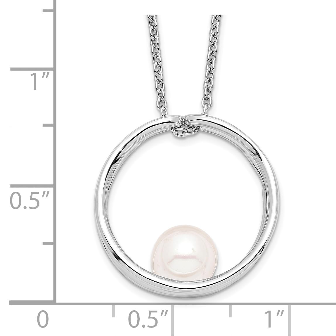 Sterling Silver Pearl Necklace 7-8mm White Round for Women