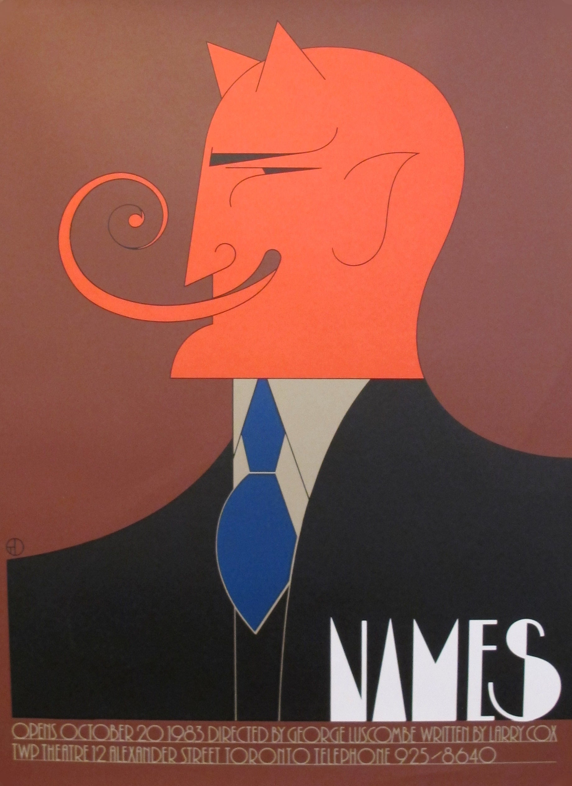Vintage 1980s Original Canadian Poster - Names by Theo Dimson - Perfect for Retro Home Decor & Art Collectors