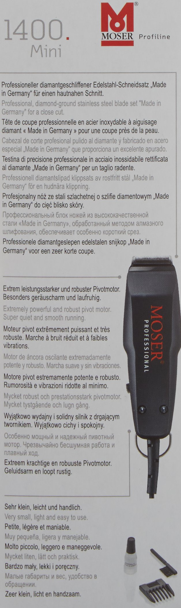 Moser 1411-0087 Professional Mini Hair Trimmer - Black | Precision Grooming for Beard, Mustache & Sideburns | Home & Salon Use