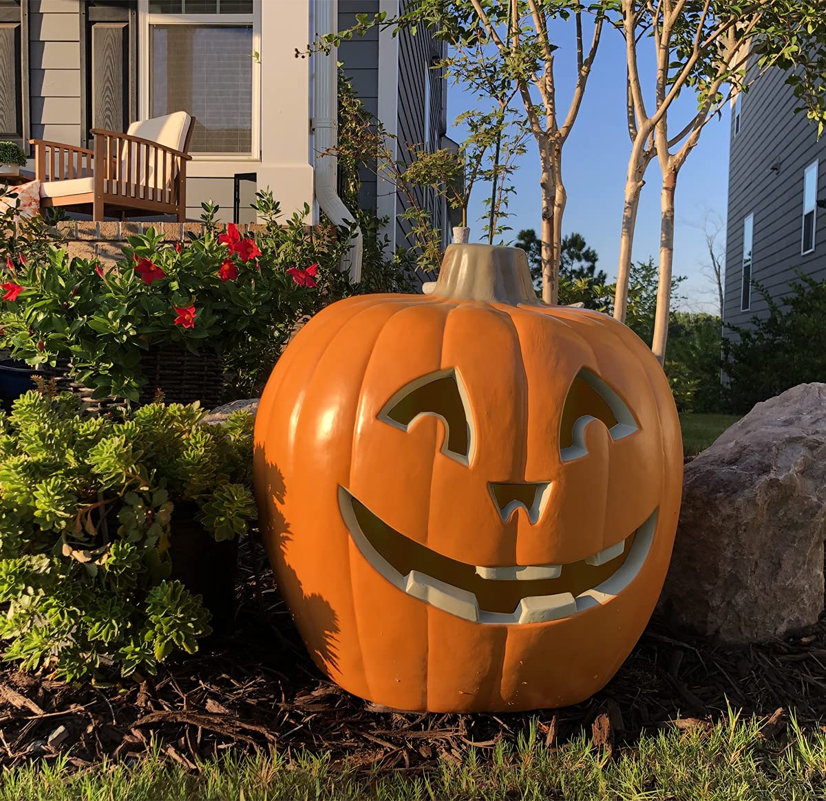 20in LED Lighted Halloween Jack o' Lantern Pumpkin Decor - Indoor/Outdoor Halloween Party Decorations for Porch, Yard & Home