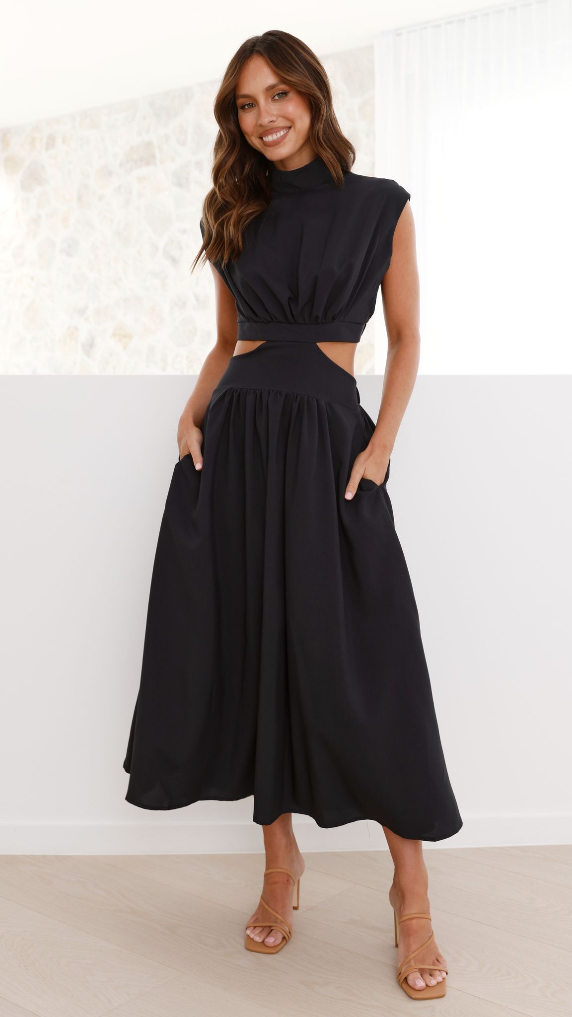 Elegant Maddison Black Midi Dress for Women | Perfect for Office, Party & Evening Wear | Flattering Fit & Comfortable Fabric