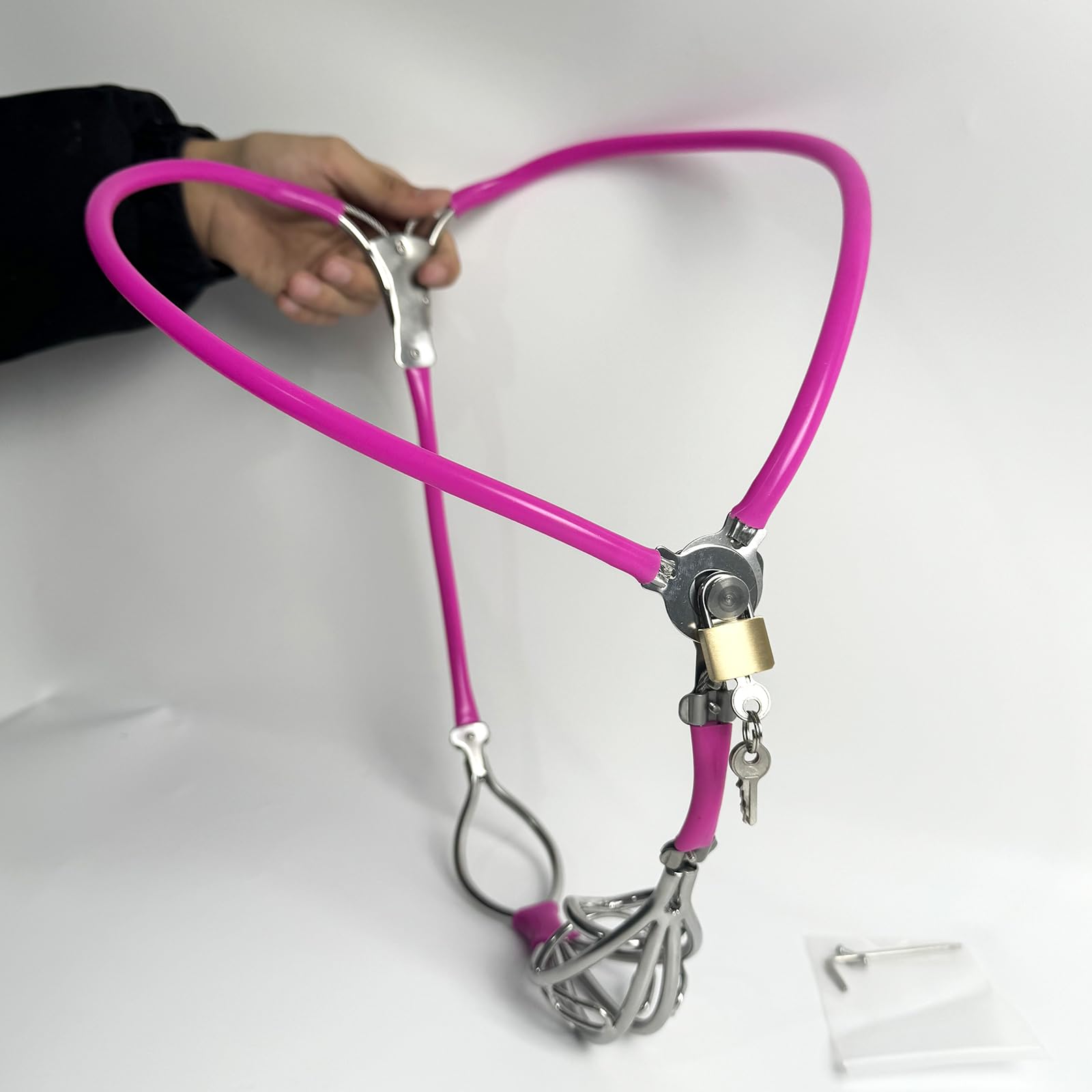 Stainless Steel Male Chastity Belt Cage - Adjustable Hollow Bondage Underwear with Hole for BDSM & Lock Play (Pink, 60-90cm) | Discreet Wear Under Clothes for Everyday Use & Adult Play