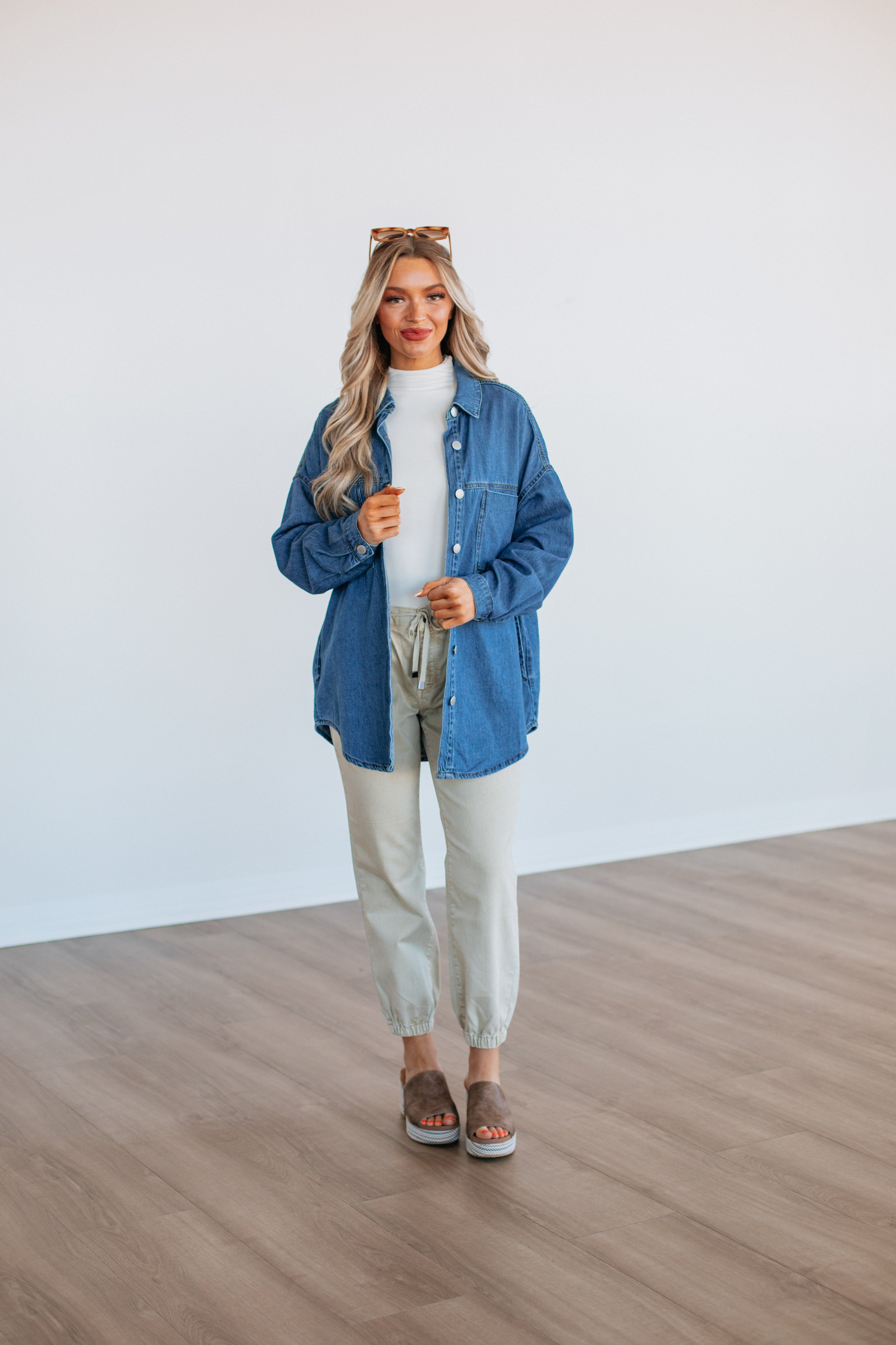 Grayson Risen Denim Shacket Jacket - Medium Wash Distressed Denim Overshirt for Men | Casual Wear, Layering & Outdoor Activities