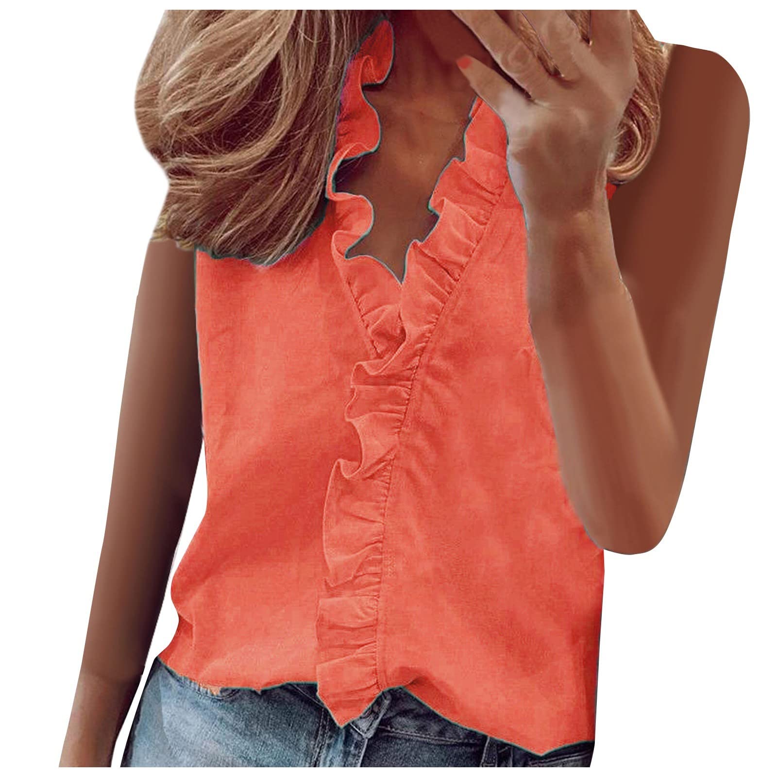 Ladies Casual Sleeveless Blouse - Cute Lightweight V-Neck Shirt for Women | Perfect for Summer Outfits, Office Wear & Date Nights