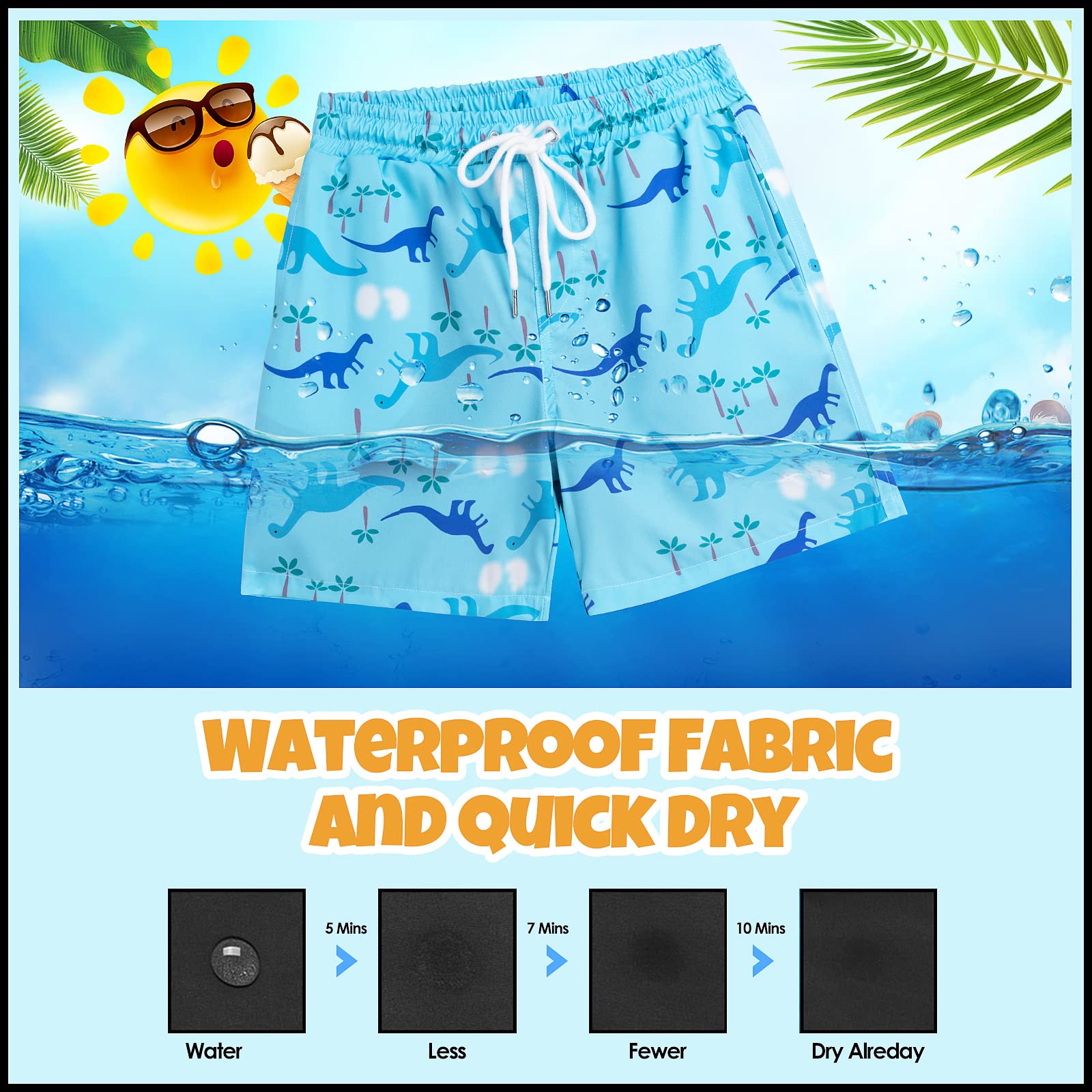 **Boys Swim Trunks with Boxer Brief Liner - Quick Dry Bathing Suits for Beach & Pool - Comfortable Compression Swim Shorts for Kids**    *(Perfect for Swimming, Surfing, and Summer Water Activities)*