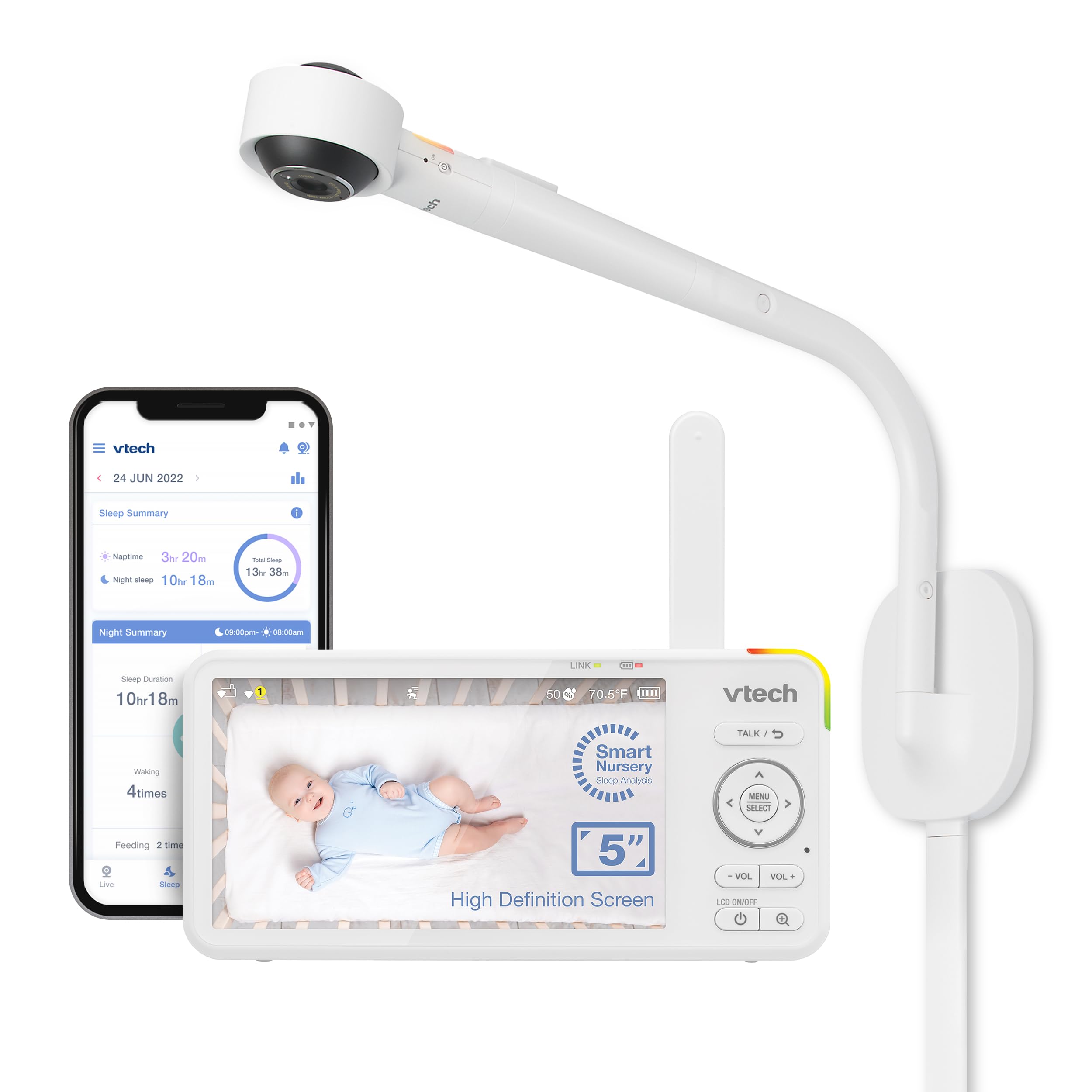 VTech VC2105 1080p FHD WiFi Smart Baby Monitor with 5
