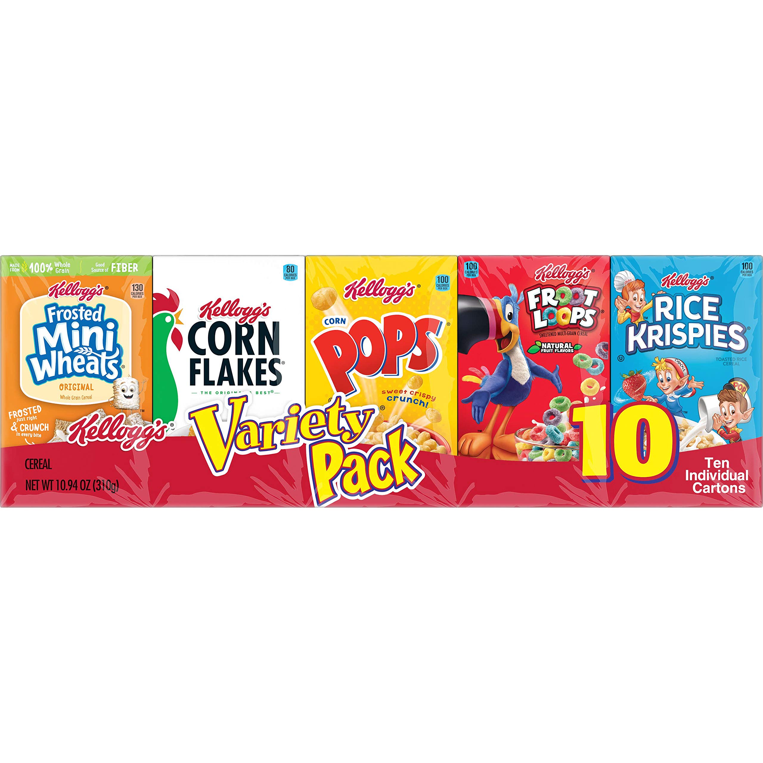 Kellogg's Breakfast Cereal Variety Pack - 12 Count Assorted Flavors | Perfect for Family Breakfast, Office Snacks & Kids Lunch Boxes