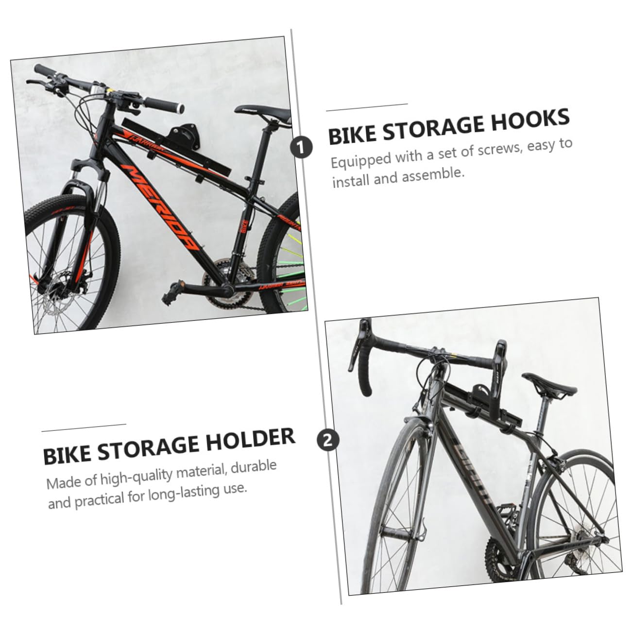 WOONEKY Bike Storage Rack - Wall Mount Bike Hanger & Stand for Bicycles | Space-Saving Bike Hook Organizer for Garage, Apartment & Indoor Cycling Storage
