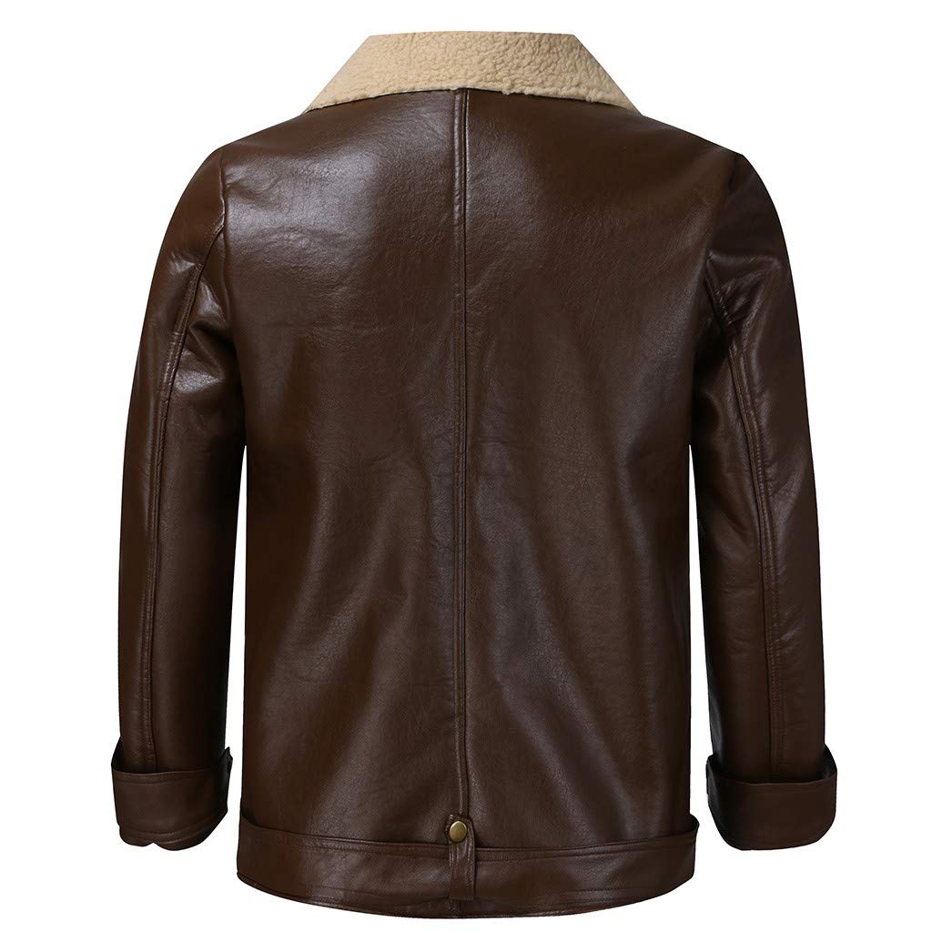 Men's Biker Leather Jacket - Winter Motorcycle Coat for Riding