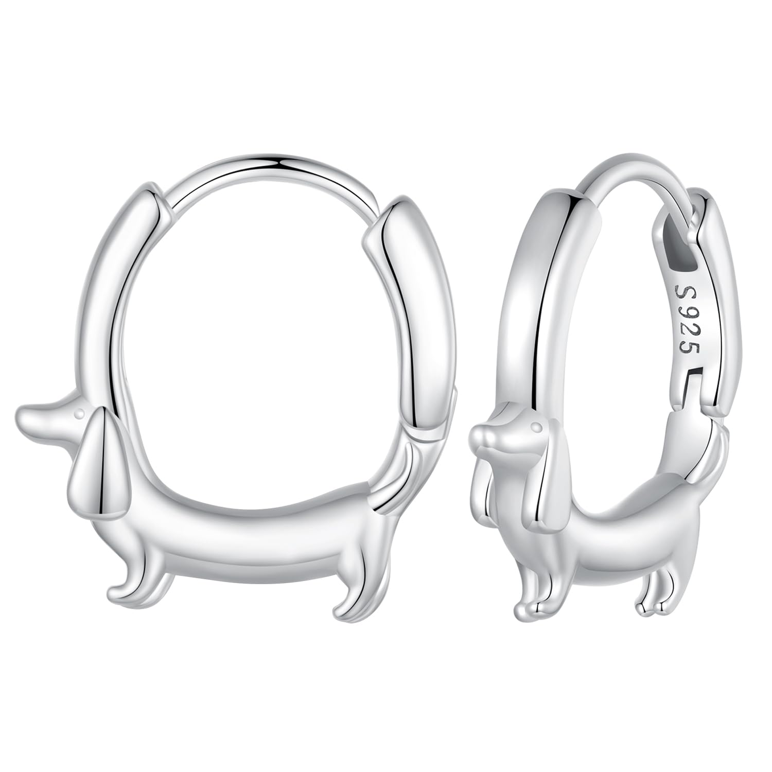 925 Sterling Silver Cute Animal Huggie Hoop Earrings - Panda, Dolphin, Cat & Dachshund Designs for Women & Girls | Hypoallergenic, Dainty & Lightweight Jewelry | Perfect Gift for Birthday, Anniversary & Everyday Wear