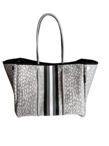 Gray Animal Dots W/Black, Grey, & White Stripe