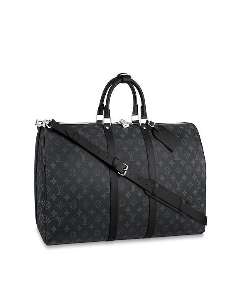 LV Keepall 55 Bandouliere Duffel Bag - Monogram Eclipse Canvas Travel Bag for Men & Women | Perfect for Weekend Getaways & Business Trips