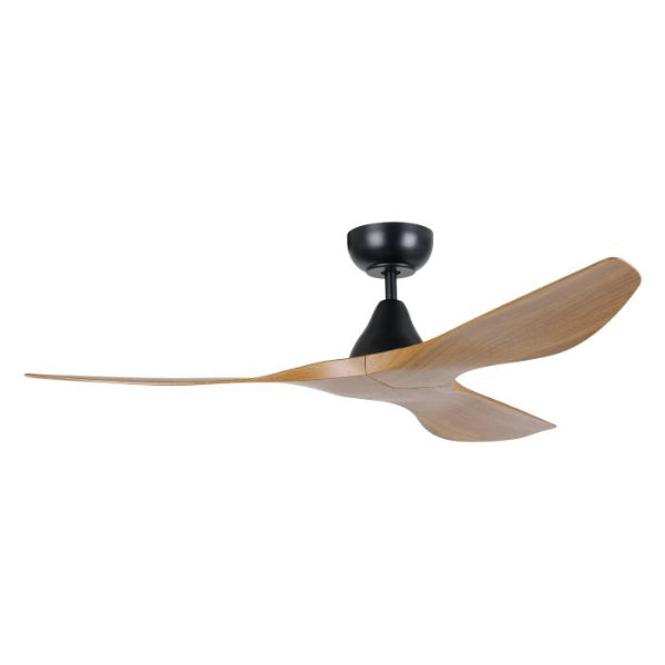 Eglo Surf 52 Inch 132cm Ceiling Fan with Teak Finish - Black Modern Indoor/Outdoor Fan for Living Room, Bedroom, or Patio
