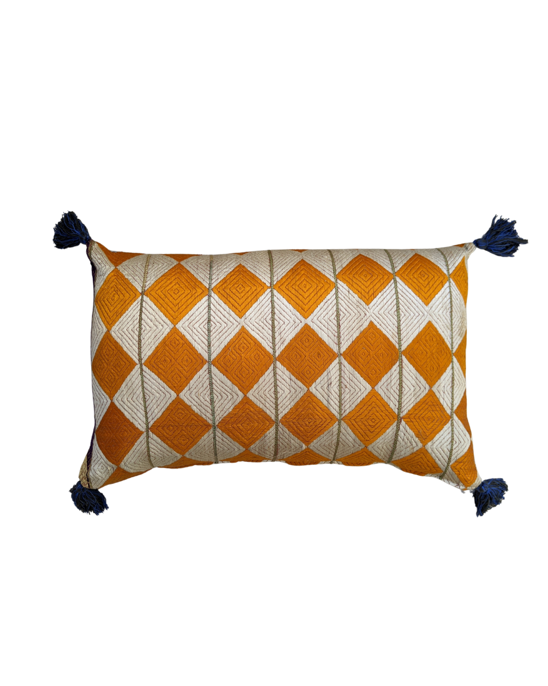 Phulkhari Cushions with Tassels - Orange Boho Pillow Covers for Sofa, Bed & Home Decor - Perfect for Living Room, Bedroom & Bohemian Style Interiors