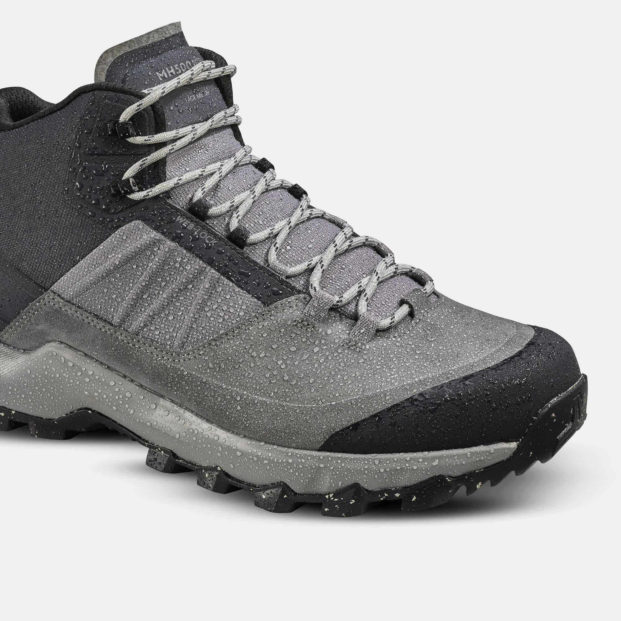 Quechua Men's MH500 Waterproof Mid Hiking Boots - Lightweight Trekking Shoes for Outdoor Adventures, Camping & Mountain Climbing