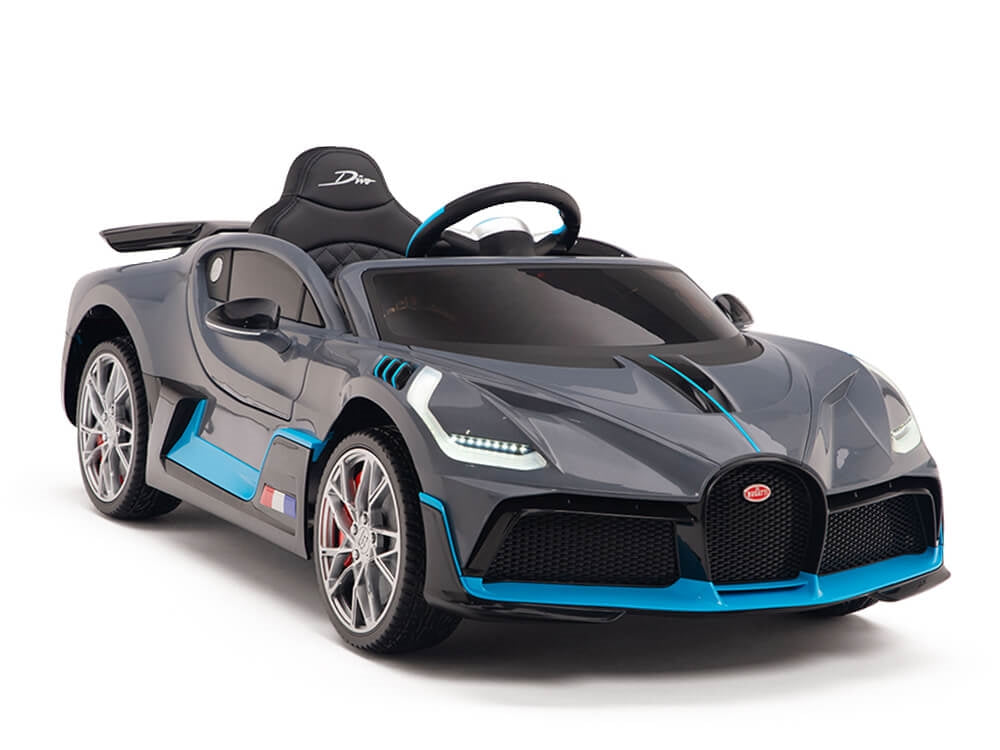 12V Bugatti Divo Kids Electric Ride-On Car with Remote Control - Gray Battery-Powered Toy Vehicle for Boys & Girls - Perfect for Indoor & Outdoor Play, Birthday Gifts, and Pretend Driving Fun