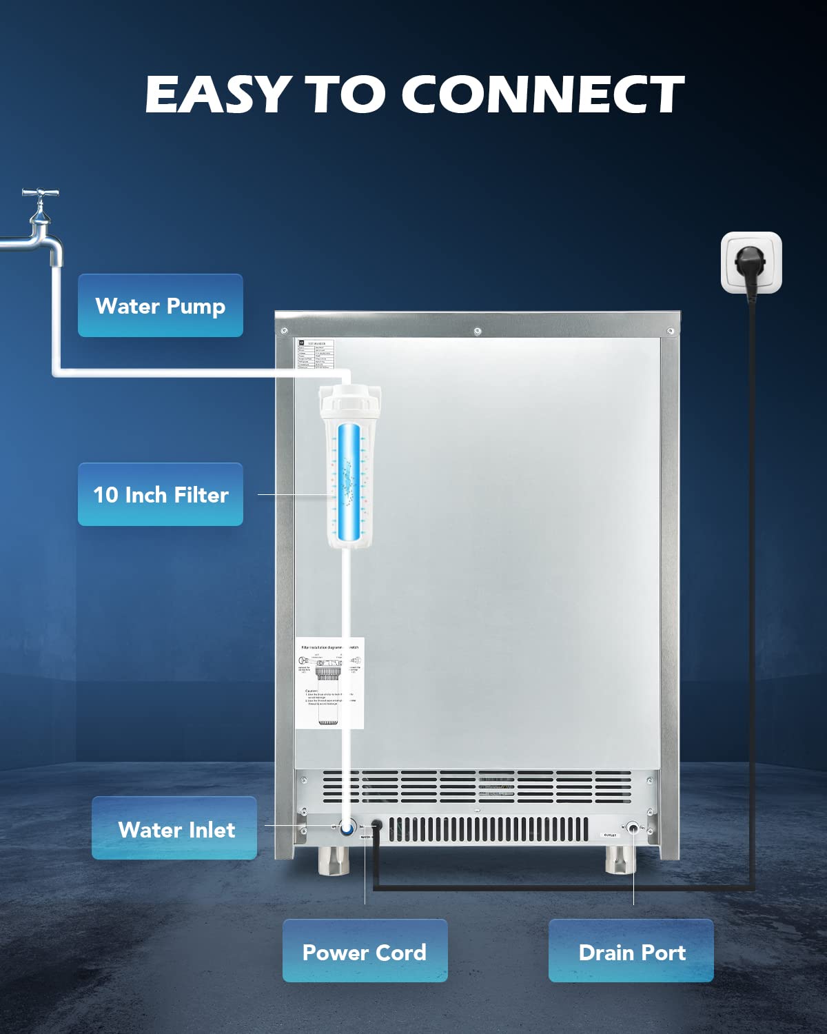 Commercial Ice Maker Machine - 265lbs/24H, 55lbs Storage, Stainless Steel Clear Ice Cube Maker with 126pc Tray & LCD Smart Control - Perfect for Restaurants, Kitchens, Coffee Shops, Bars, and Commercial Use