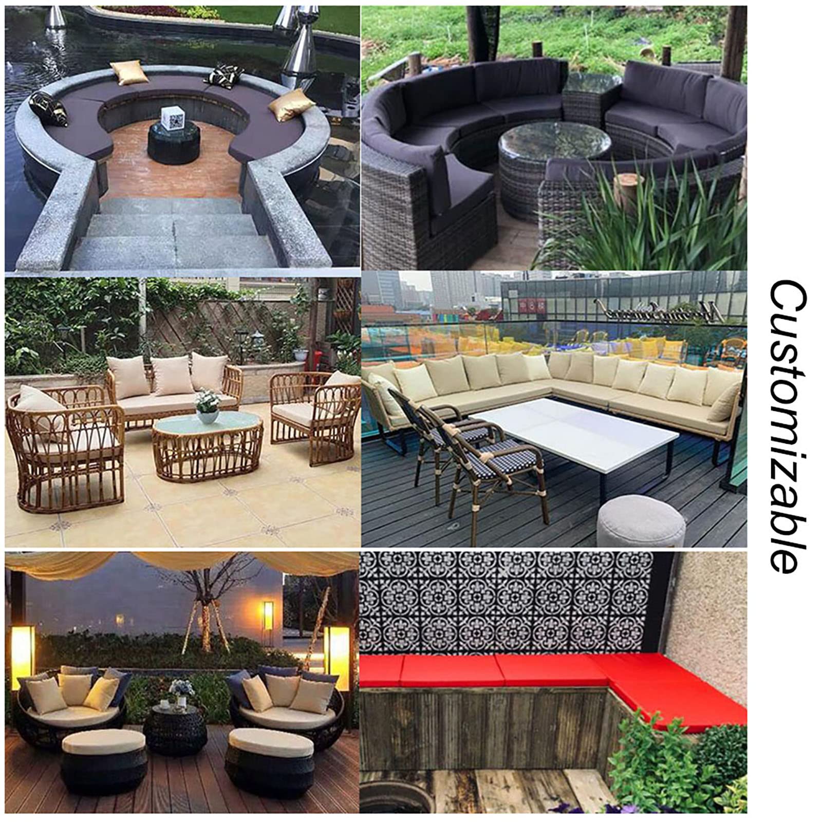 Outdoor Patio Bench Cushion - Waterproof & Non-Slip Garden Swing Cushion for Wicker Loveseat, Sunbrella Fabric - Perfect for Outdoor Furniture, Indoor Sofa & Backyard Relaxation