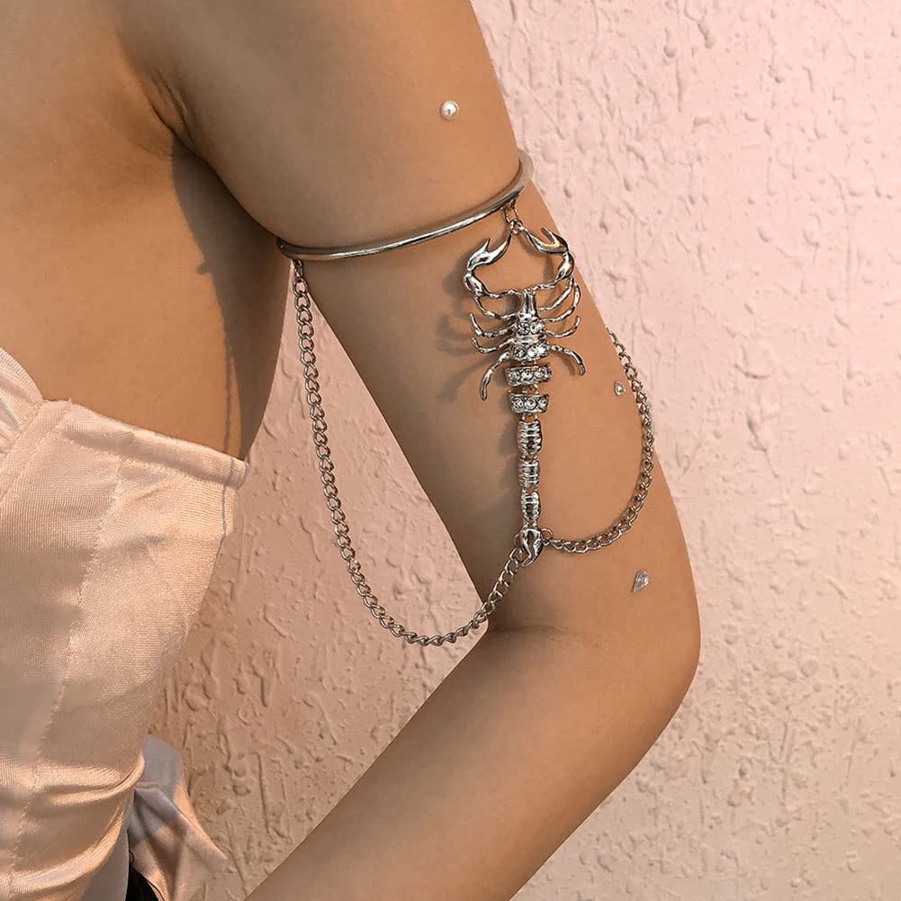 Stylish Carufin Open Scorpion Cuff Armband Bracelet for Women & Girls - Silver Jewelry | Perfect for Parties, Weddings & Everyday Fashion