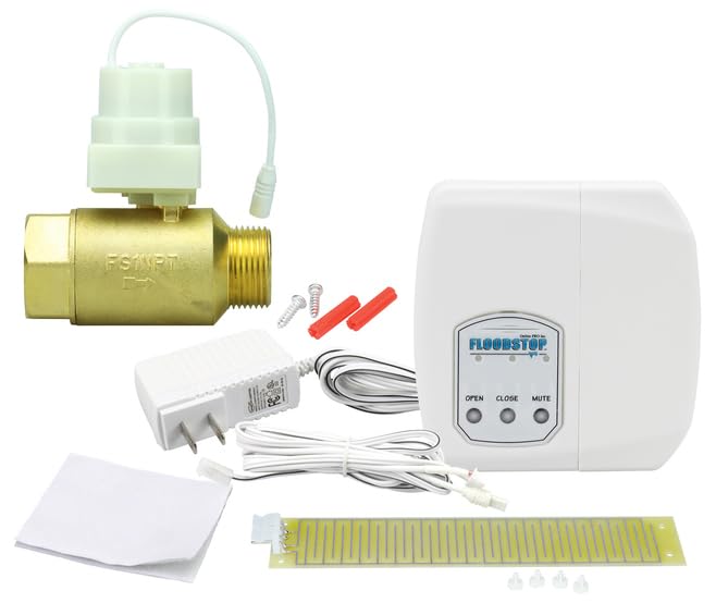 FloodStop Water Heater Leak Detector Kit with Automatic Shut-Off Valve, Visual & Audible Alarm - 1