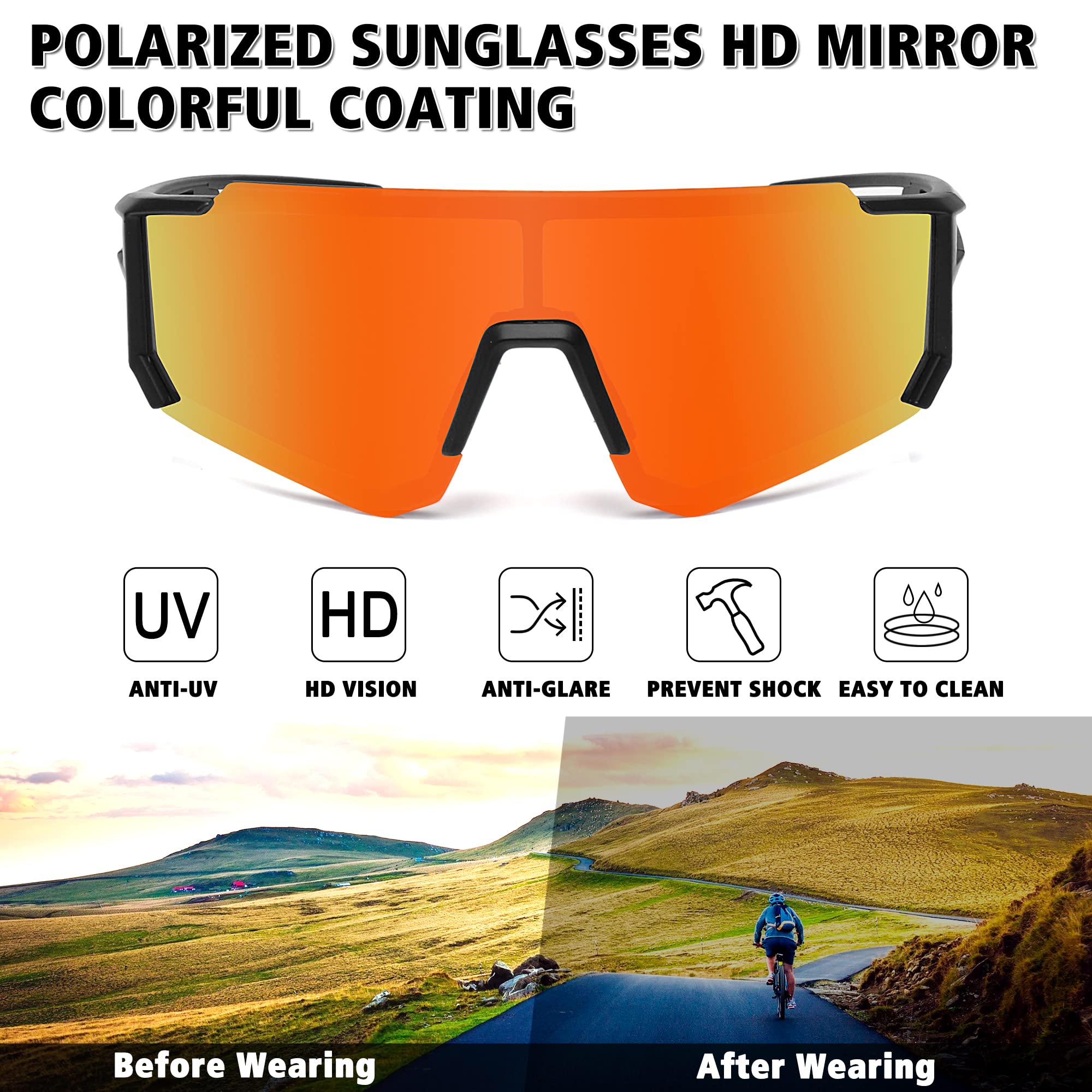 STORYCOAST Polarized Sports Sunglasses for Men & Women - UV400 Protection for Driving, Fishing, Cycling & Mountain Biking - Lightweight & Durable for Outdoor Adventures