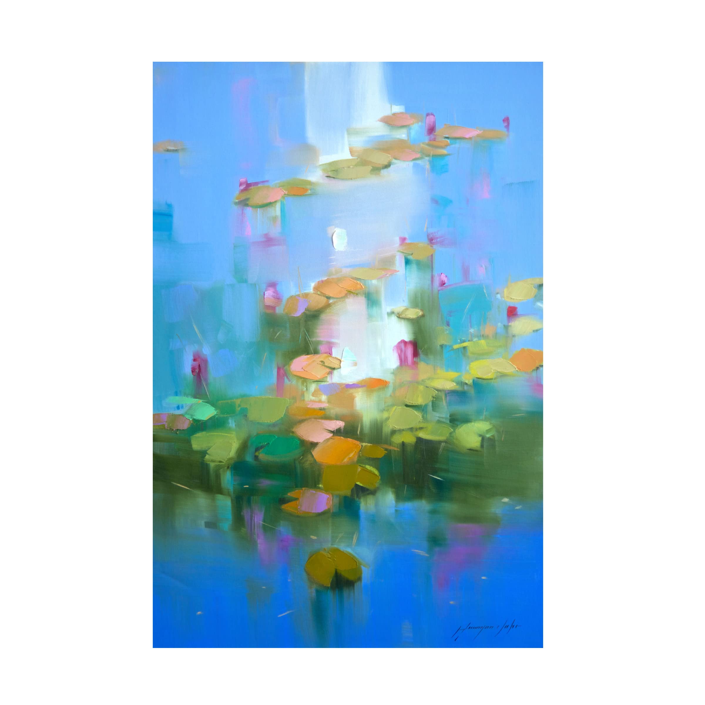 Trademark Fine Art 'Waterlilies' by Vahe Yeremyan - Hand-Painted Canvas Wall Art for Living Room, Bedroom & Office Decor | Impressionist Floral Painting