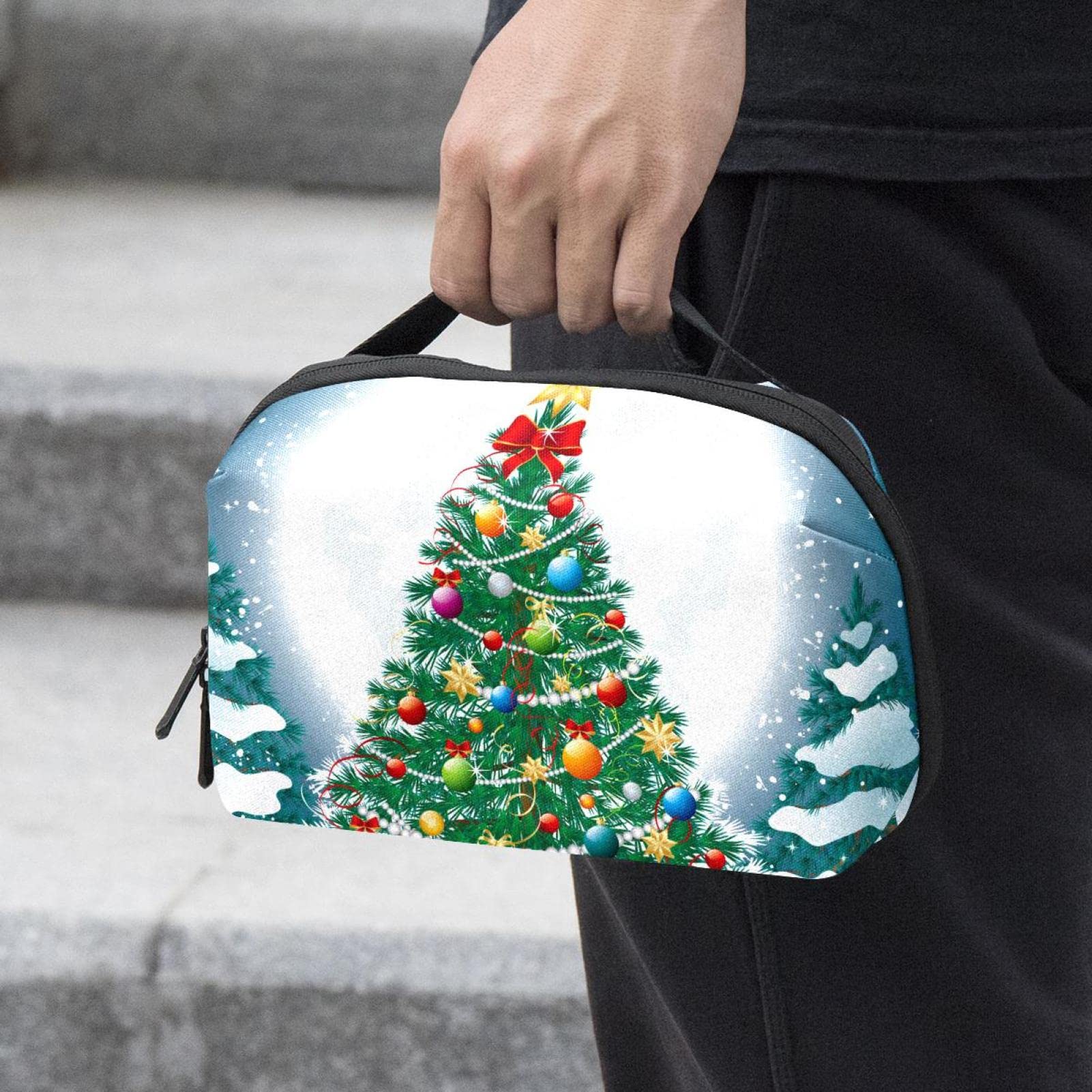 Waterproof Men's Travel Toiletry Bag - Large Shaving Dopp Kit with Christmas Tree Design, Bathroom Organizer for Cosmetics & Toiletries | Perfect for Business Trips, Gym, Camping & Holiday Gifts
