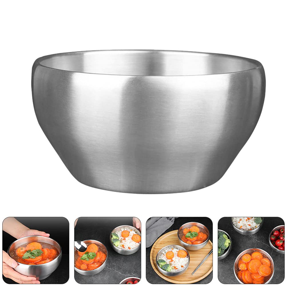 Cabilock 2-Pack Stainless Steel Bowls - Heat Resistant, Anti-Scald Serving Bowls for Soup, Noodles, Rice & Salad | Perfect for Kitchen, Dining & Outdoor Use