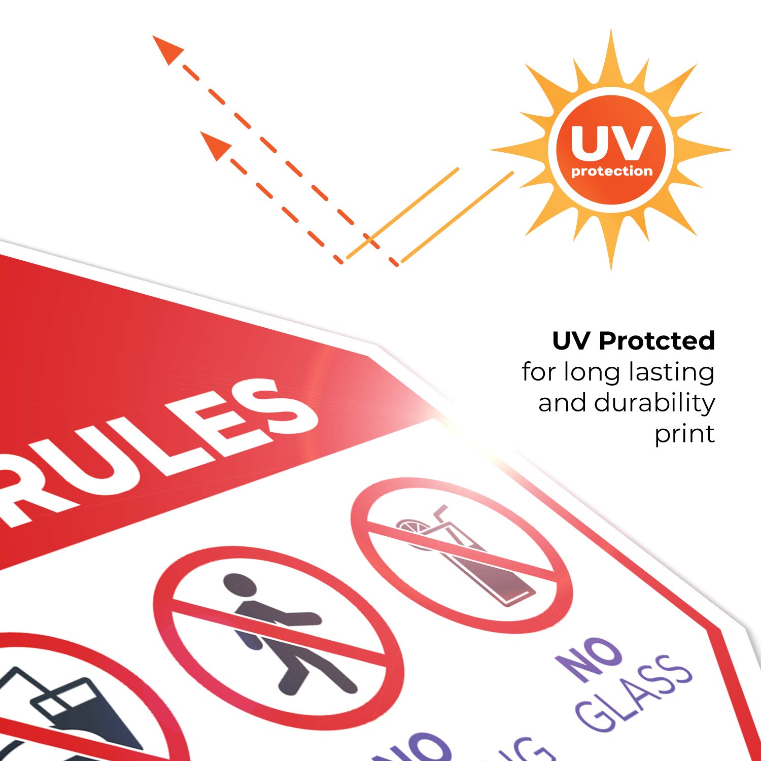 Pool Rules Sign - 12x12 Inches Rust-Free .040 Aluminum, Fade-Resistant, Made in USA - Perfect for Backyard Pools, Community Pools & Water Safety