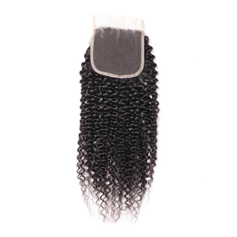 Eullair Kinky Curly Hair Bundles with Lace Closure - 3/4 PCS Human Hair Weave Bundles with 4x4 5x5 2x6 Lace Closure - Perfect for Natural Hairstyles, Weaves & Protective Styling