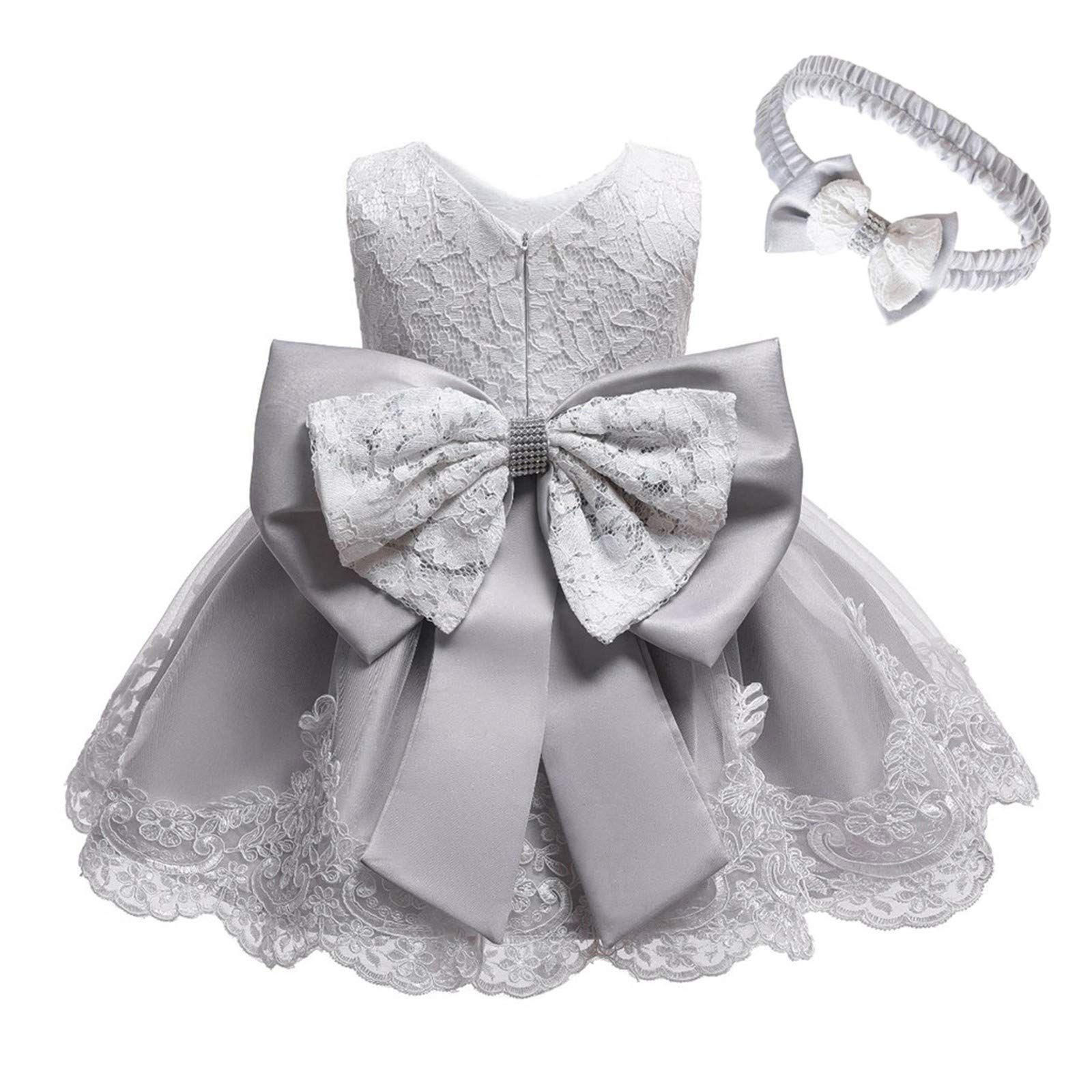Elegant Lace Tutu Dress & Headband Set for Baby Girls - Princess Wedding Party Dress Up Outfit | Perfect for Birthday, Pageant, and Special Occasions