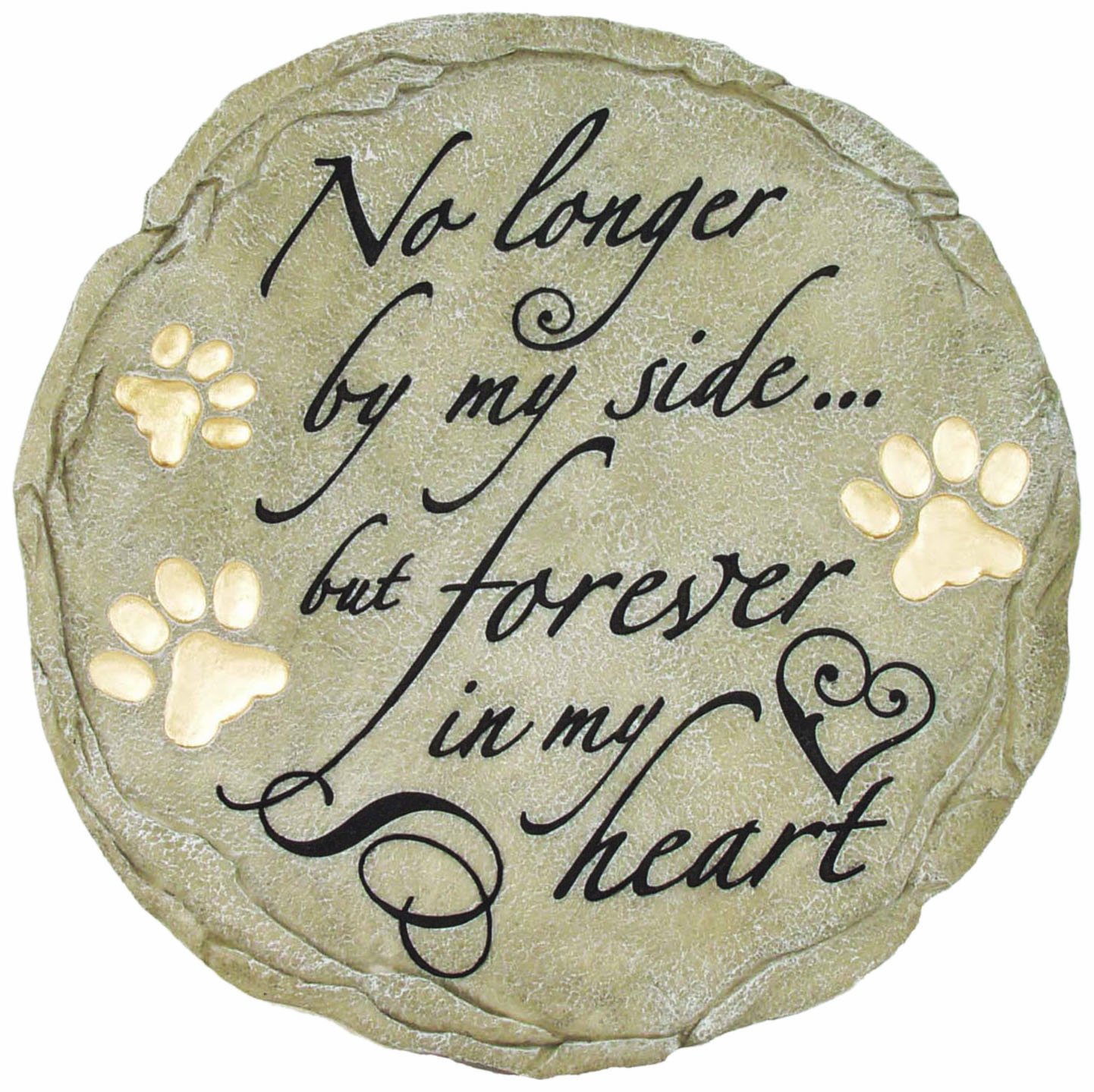 Spoontiques Garden Decor - 'No Longer By My Side' Memorial Stepping Stone - 9.63 Inch Round Decorative Garden Stone for Pathways, Flower Beds & Outdoor Memorials