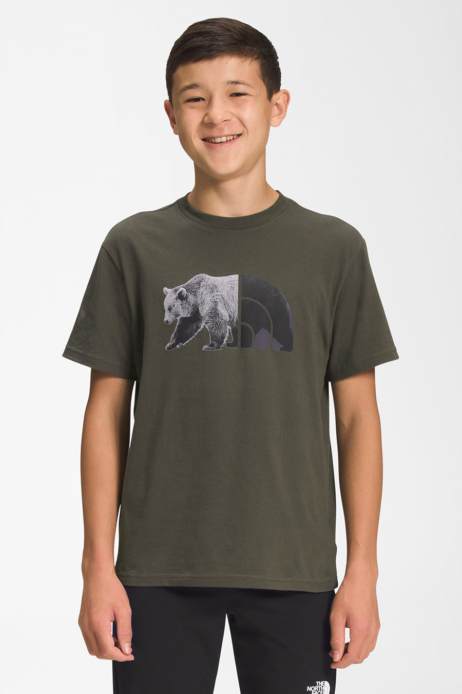 The North Face Bear Graphic Boys T-Shirt - Soft Cotton Short Sleeve Tee for Kids Outdoor Adventures & Casual Wear