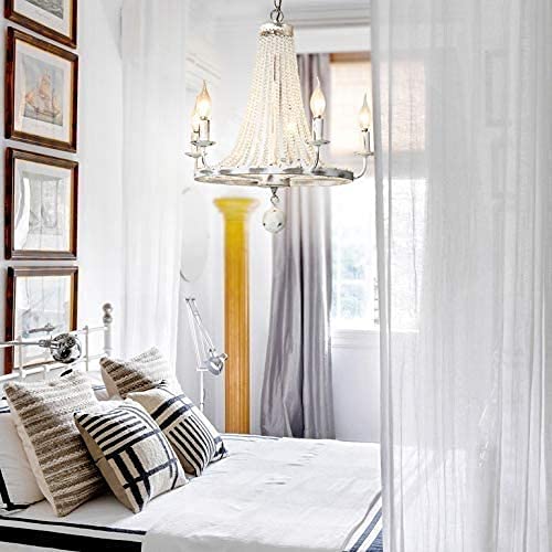 Elegant Chandelier Ceiling Light - Classic Crystal Candle Pendant Lighting Fixture with Metal Frame (5/6/8/12 Lights) for Living Room, Bedroom & Dining Room | Vintage Home Decor Lighting | ZPTECH (5 Lights Option)