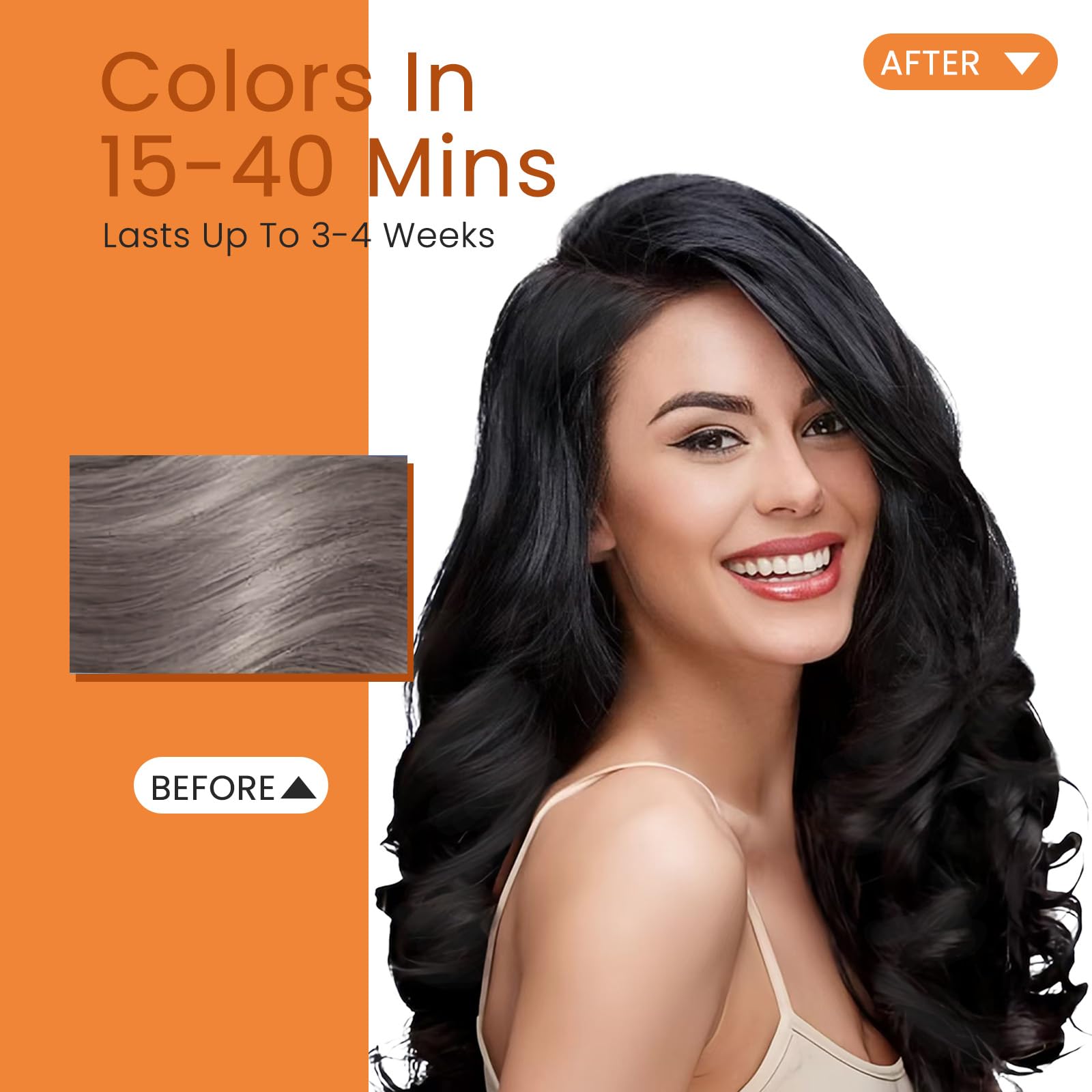 Black Hair Dye Shampoo 3 in 1 - 15 Minute Gray Coverage with 4 Week Lasting Color - At Home Hair Coloring for Women - 16.9 fl oz - Perfect for Quick Root Touch-Ups & Salon-Quality Results at Home