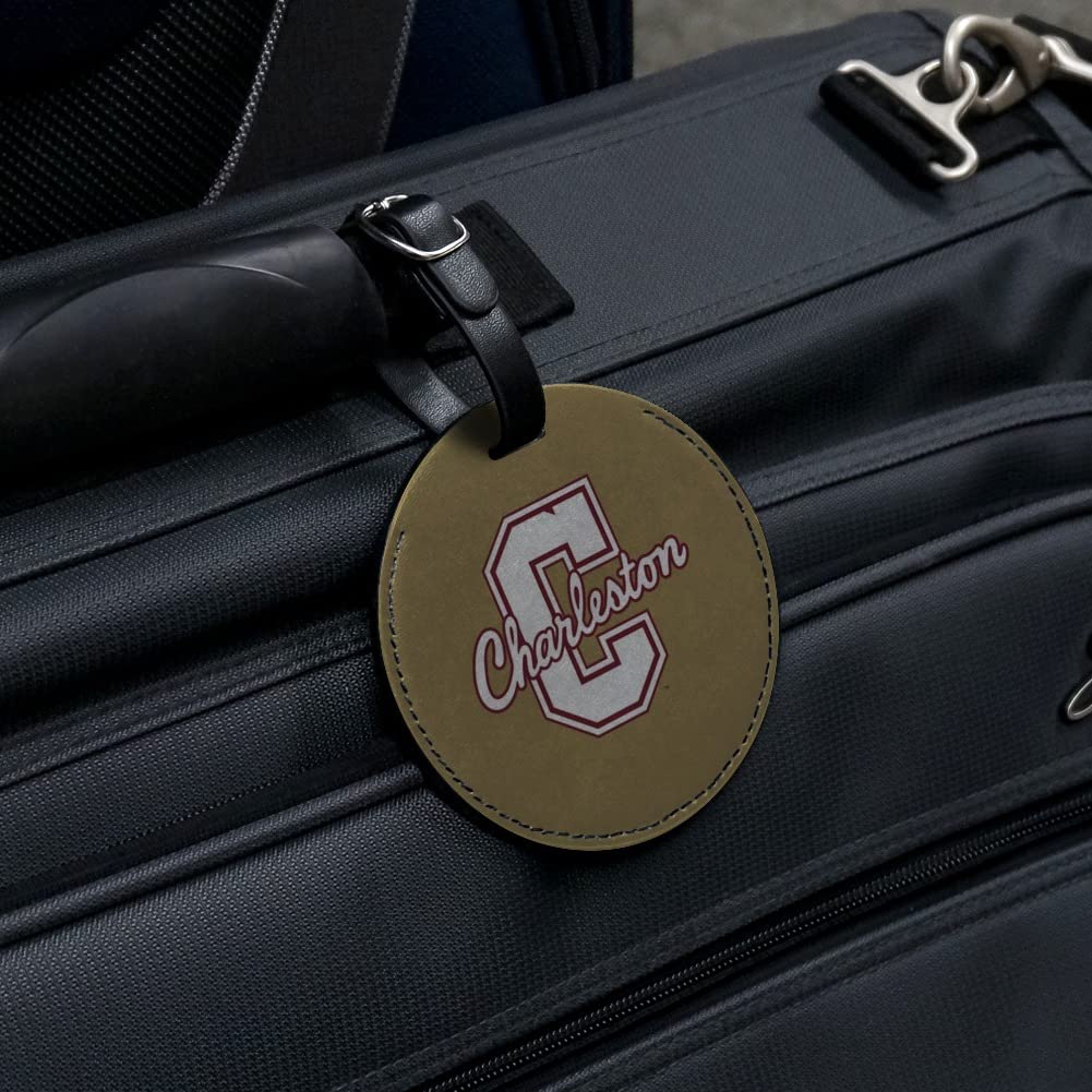 College of Charleston Themed Leather Luggage Tag - Personalized Carry-On ID Tag for Travel Bags | Perfect for Students, Alumni & Travel Enthusiasts