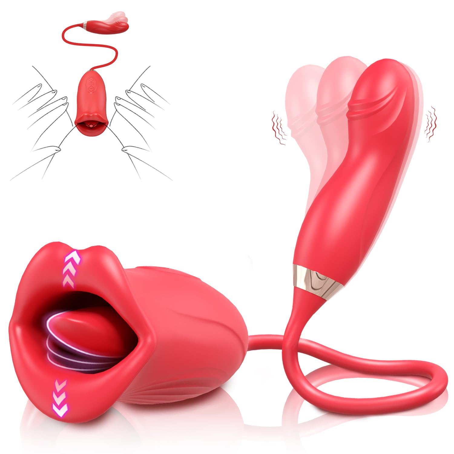 Premium Rose G Spot Vibrator for Women - 4 in 1 Clitoral Stimulator with 10 Licking & 10 Vibration Modes, Nipple & Anal Stimulation - Perfect for Solo Play & Couples' Intimate Moments