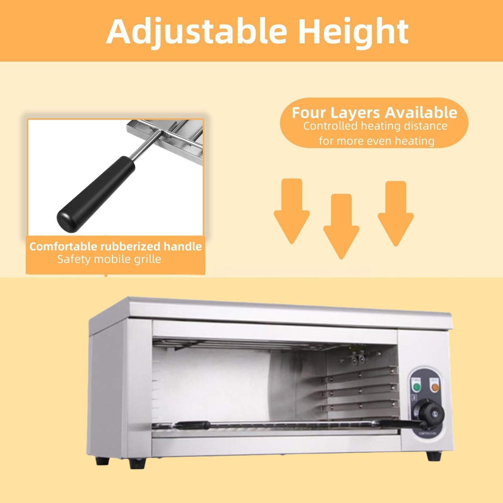 Commercial Electric Cheese Melt Oven - 110V 2000W Stainless Steel Cheese Warmer with 120-570°F Temperature Control - Perfect for Melting Cheese, Grilling Sandwiches, Cooking Steaks & Meats - Ideal for Restaurants, Food Trucks & Home Kitchens (White)