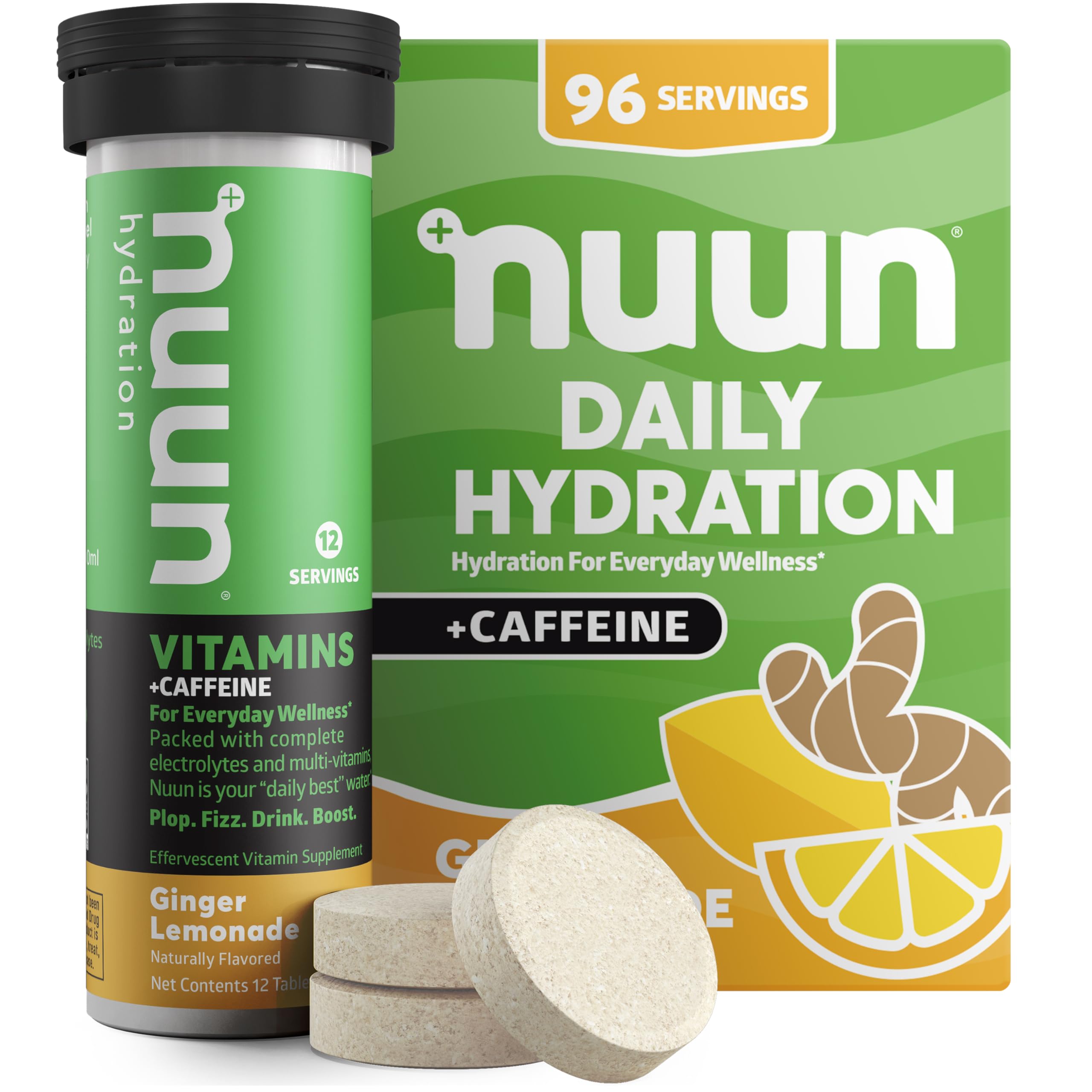 Nuun Vitamins + Caffeine Electrolyte Tablets - 8 Pack for Hydration & Energy Boost - Perfect for Workouts, Running, Hiking & Outdoor Activities