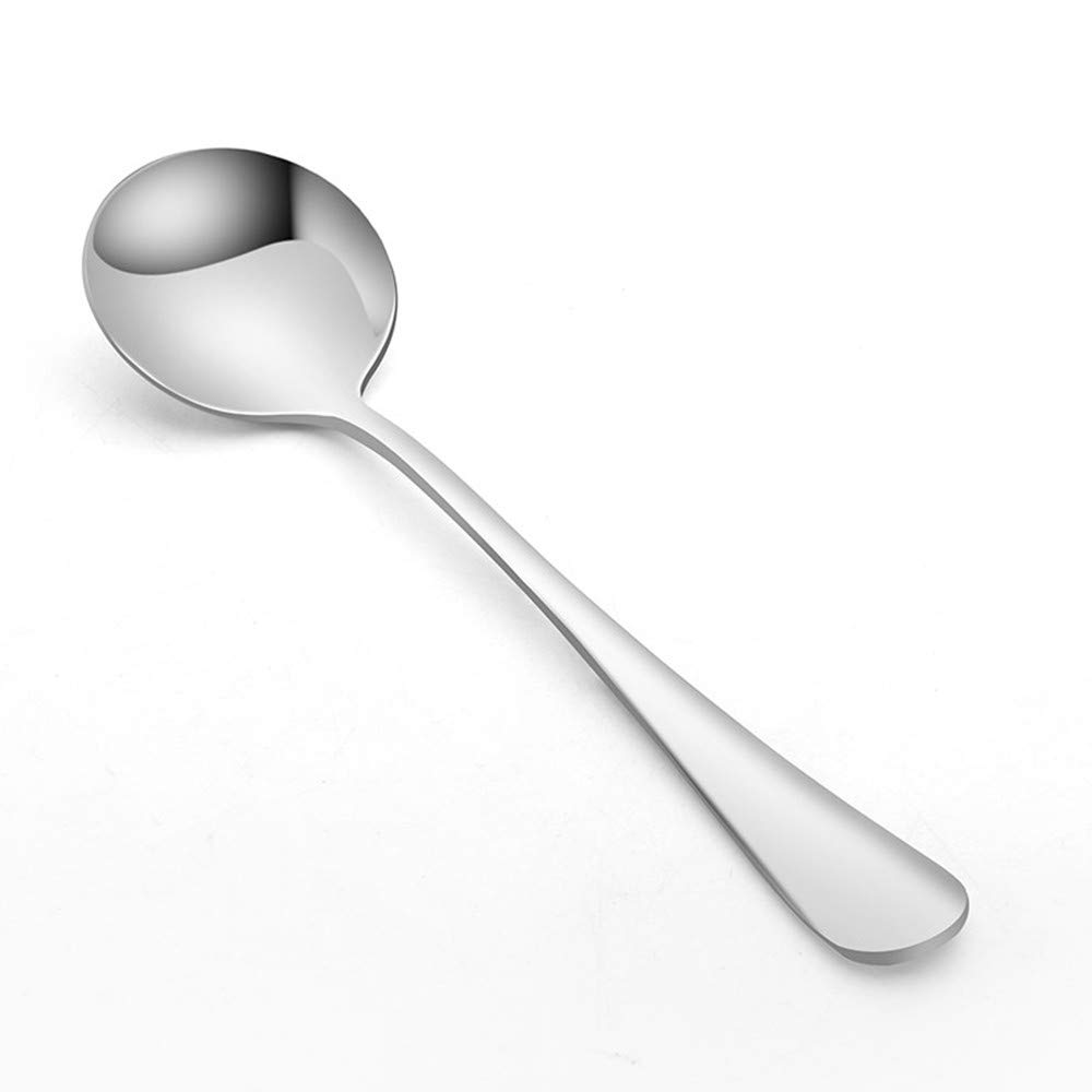 10-Piece Stainless Steel Soup Spoons Set - 6.7 Inch Round Bouillon Spoons for Dining, Restaurants & Home Kitchen Use