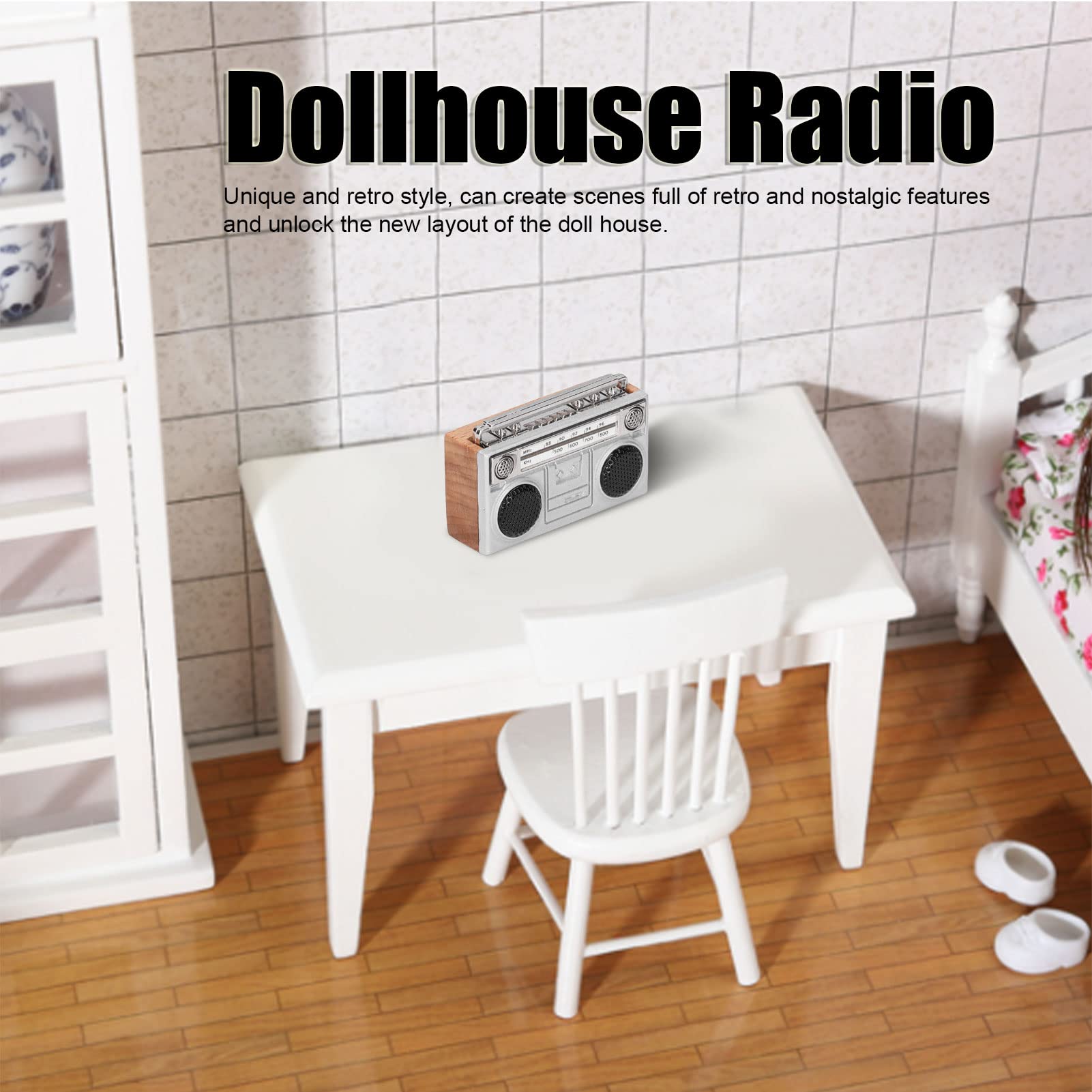 1:12 Scale Miniature Retro Wooden Radio Toy for Dollhouse - Composite Wood & Simulated Alloy - Dollhouse Accessories for Christmas & Home Decor - Perfect for Dollhouse Displays, Collectors & Holiday Gifts
