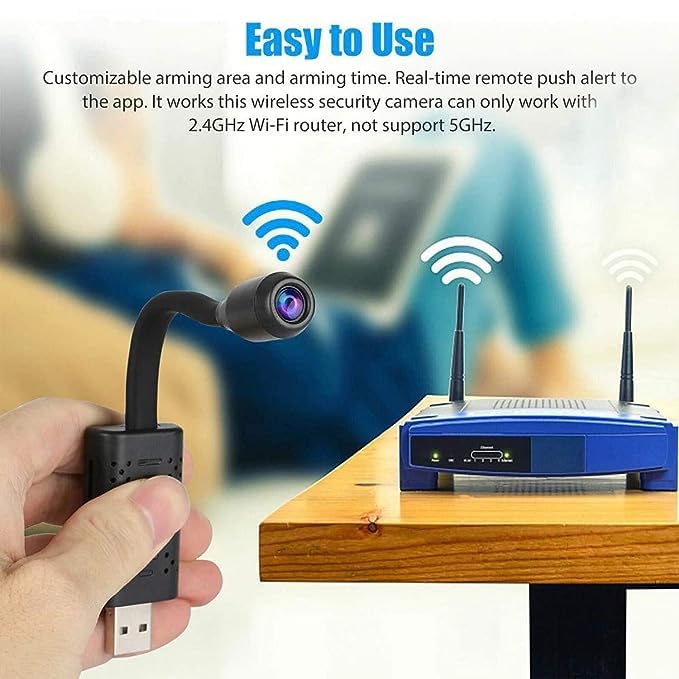 1080P Flexible Neck Wireless Security Camera with Motion Detection - Indoor/Outdoor Wi-Fi Surveillance for Home, Office & Baby Monitoring | Night Vision, Live View & Mobile Alerts