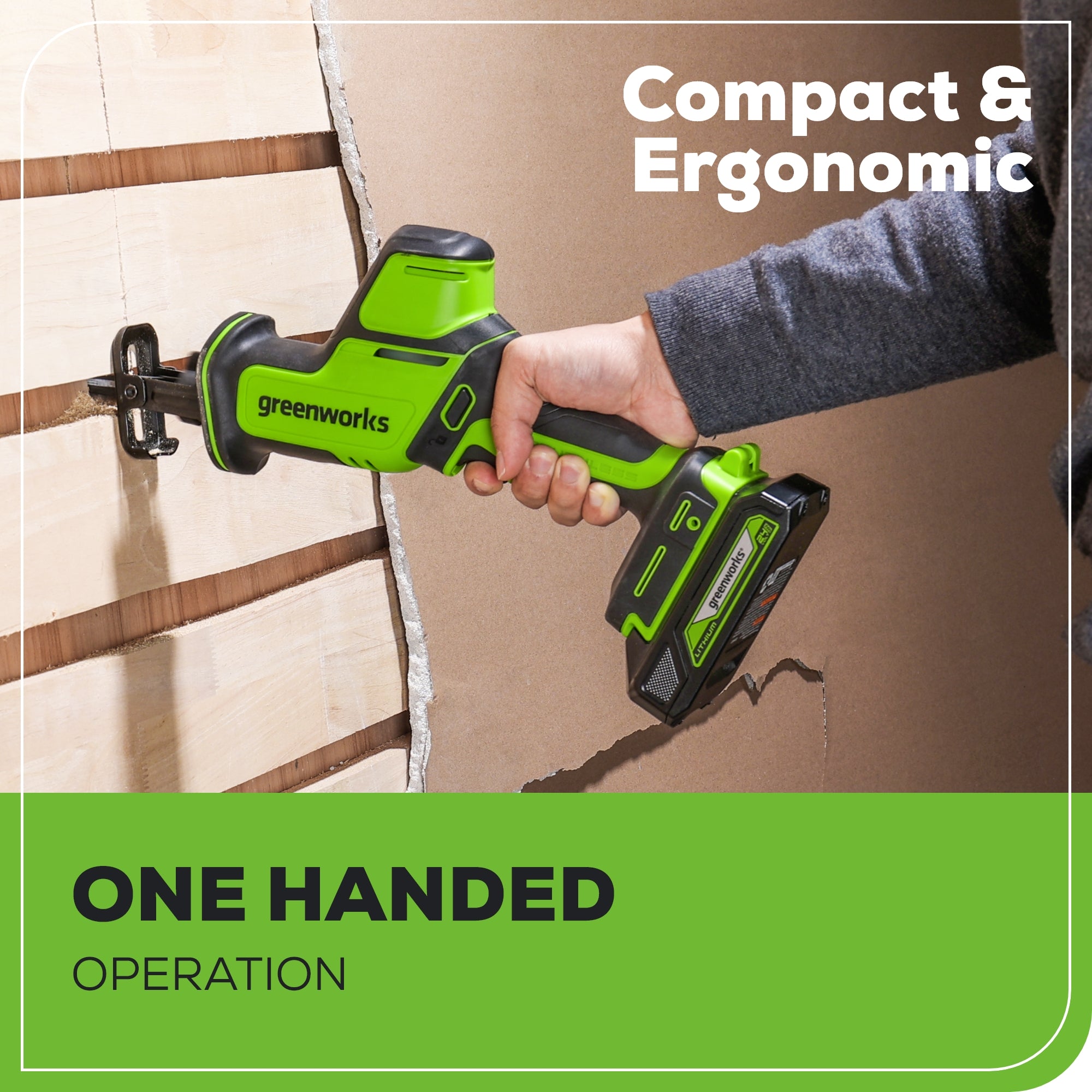 24V Cordless One-Handed Compact Reciprocating Saw with 2.0Ah Battery & Fast Charger - Lightweight Electric Saw for DIY Projects, Wood Cutting, Metal Cutting, and Home Renovation
