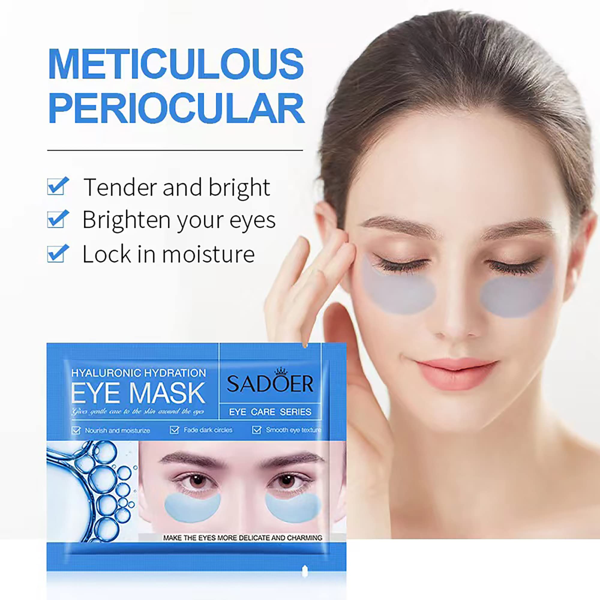 Hyaluronic Acid Eye Mask for Puffy Eyes & Dark Circles - Anti-Aging Skincare Treatment for Women - Perfect for Nighttime Use & Travel