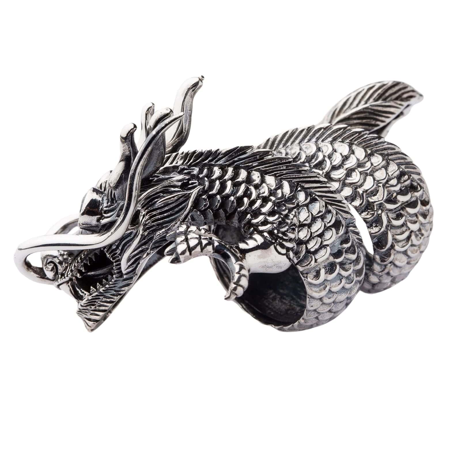 Massive Diamond Eye Dragon Sterling Silver Biker Ring for Men - Gothic Punk Jewelry, Biker Gang Accessories, Motorcycle Rider Gift - Perfect for Biker Events, Gothic Parties & Alternative Fashion