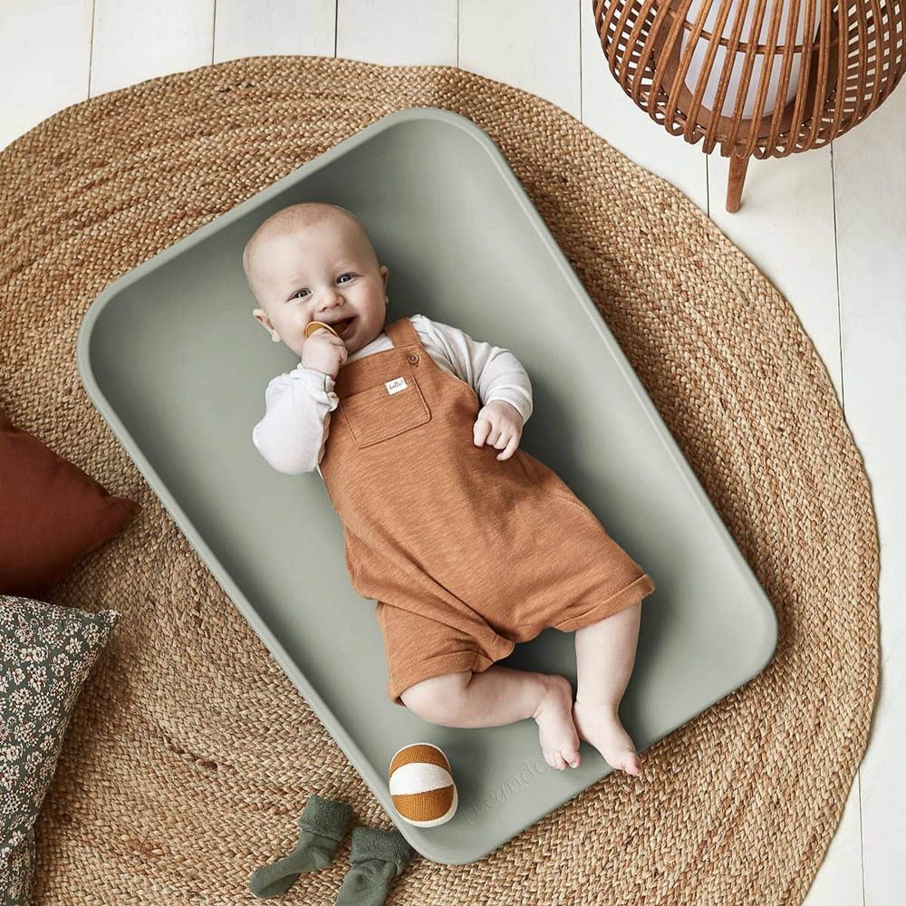LEANDER Matty Change Mat - Waterproof Baby Changing Pad, Soft & Safe Sage Green for Nursery, Diaper Station & On-the-Go Use