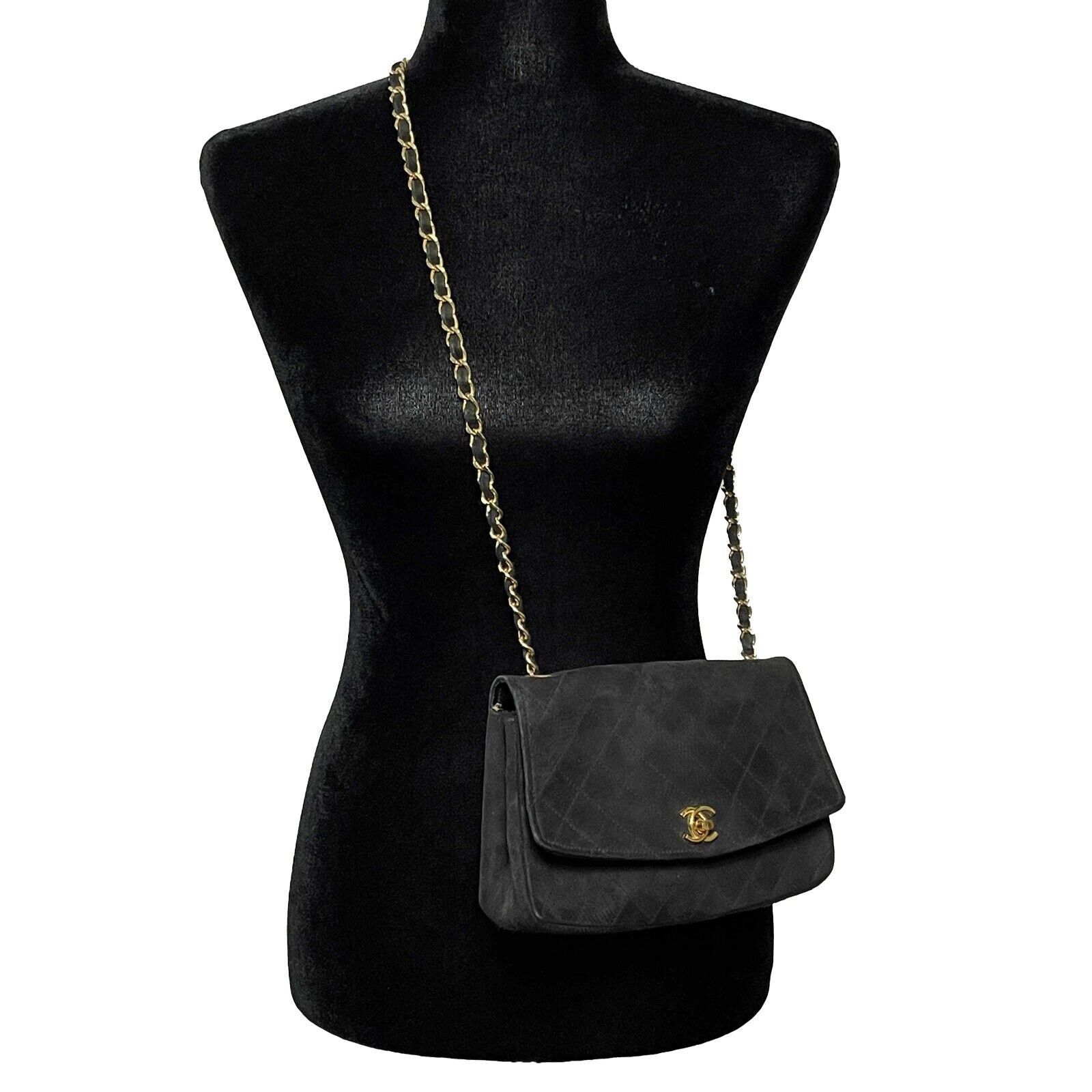 Vintage CHANEL Suede Medium Flap Bag with CC Turnlock & Chain Strap - Crossbody Purse for Women, Perfect for Date Night & Evening Events