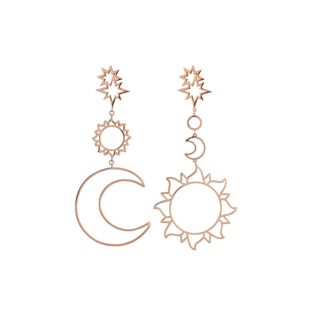 Vintage Sun and Moon Geometric Boho Hollow Earrings for Women - Long Post Alloy Dangle Earrings - Perfect for Boho Fashion, Festivals, and Everyday Wear