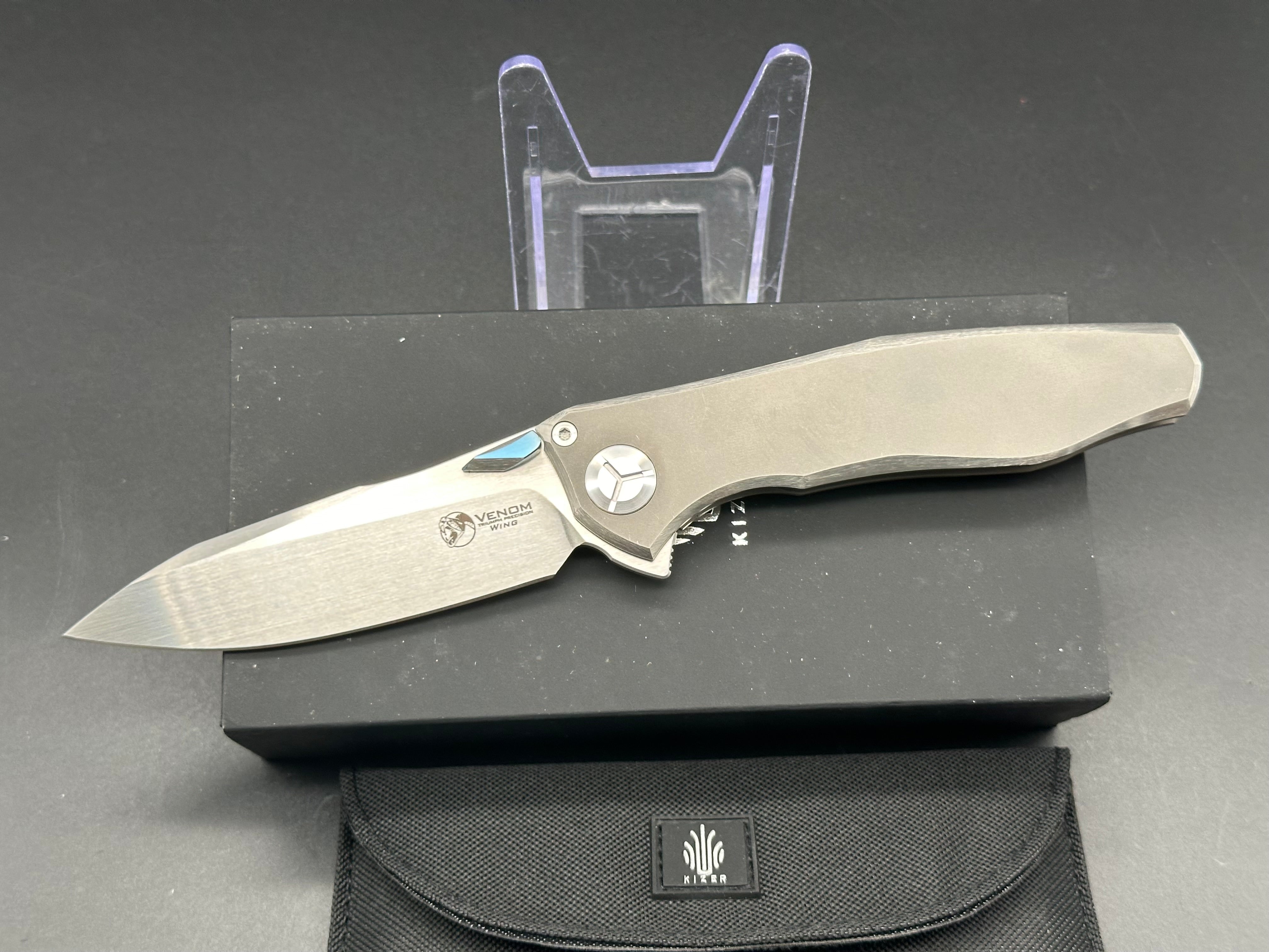 Kevin John Wing Integral Titanium Handle Folding Knife with M390 Blade - EDC, Outdoor, Camping & Survival Tool