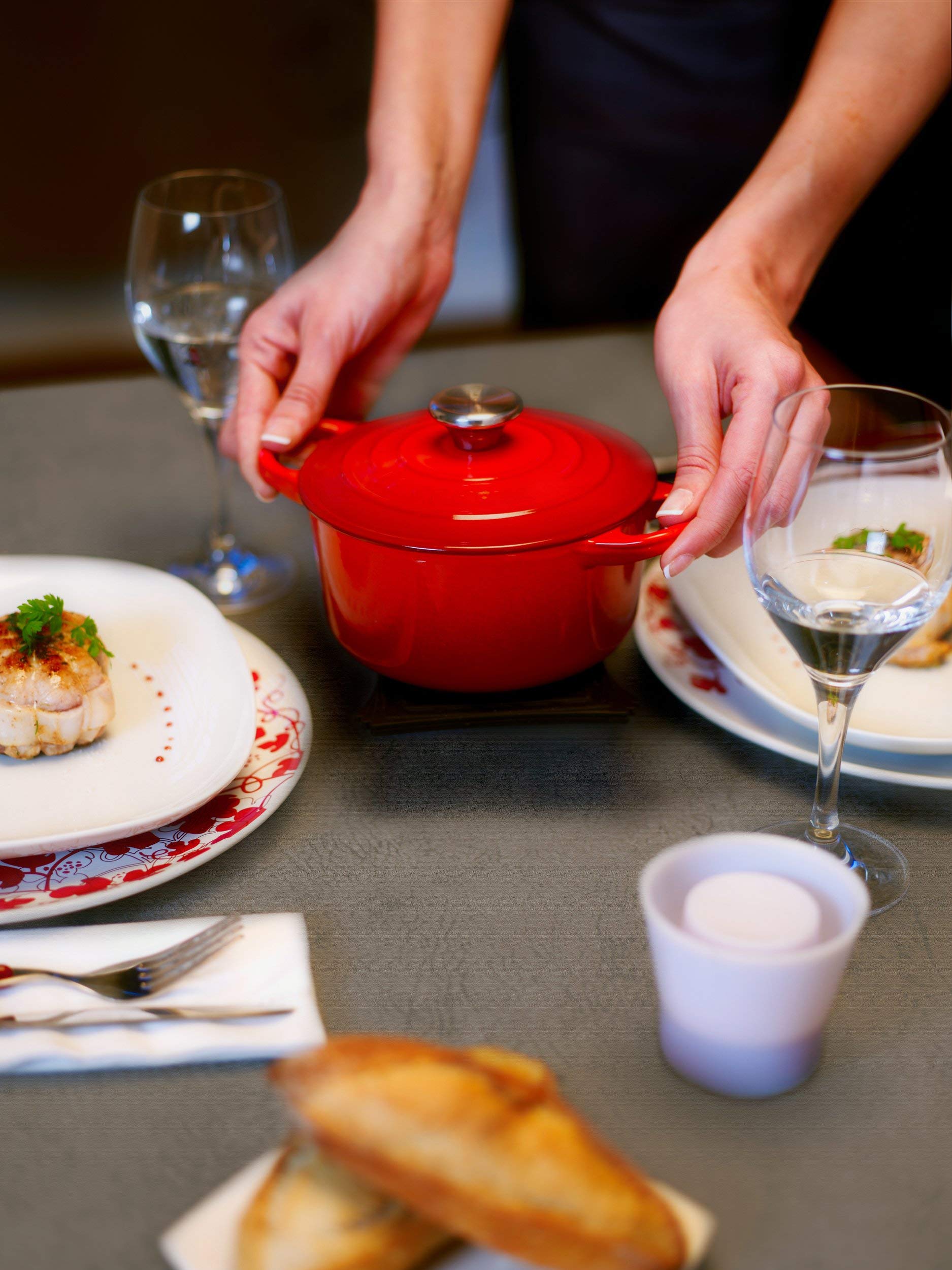 Le Creuset Enameled Cast Iron Mini Cocotte with Lid, 1/3 Quart, Cerise Red - Perfect for Individual Desserts, Side Dishes & Elegant Serving
